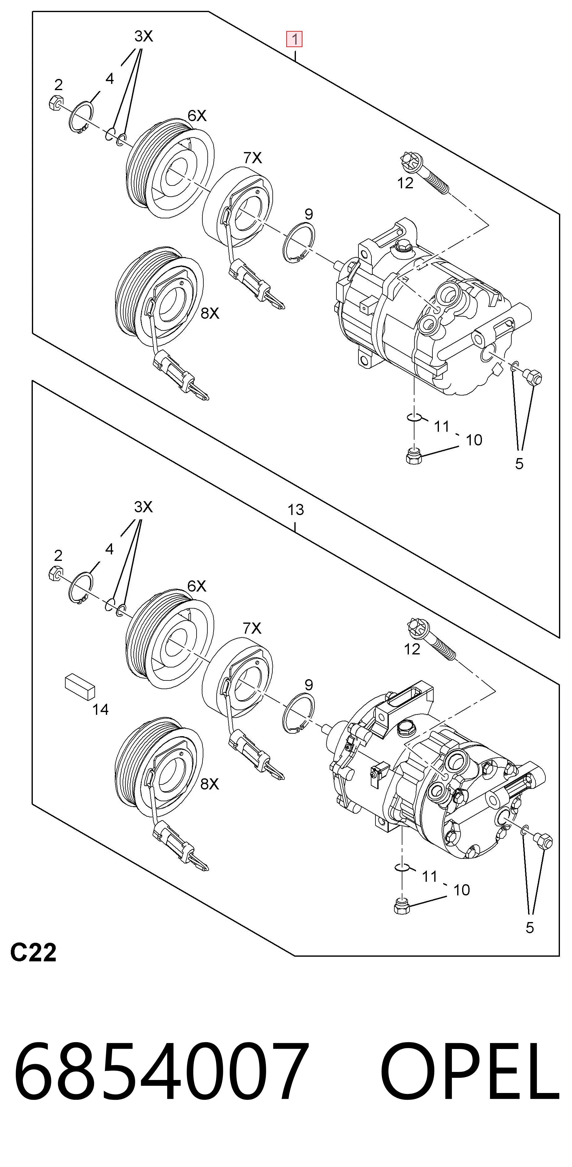 6854007 Opel Компрессор хладагента