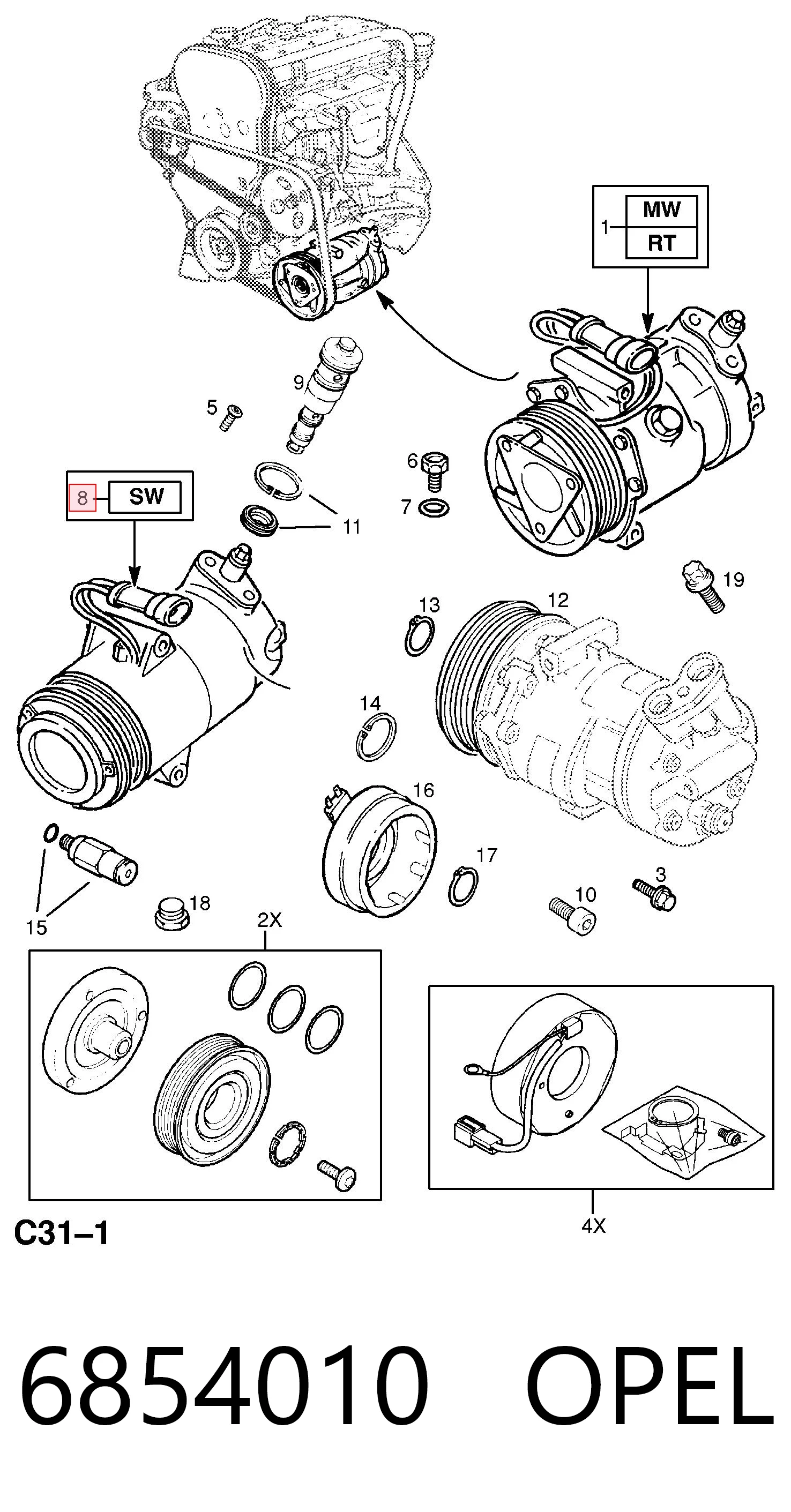 6854010 Opel Компрессор хладагента