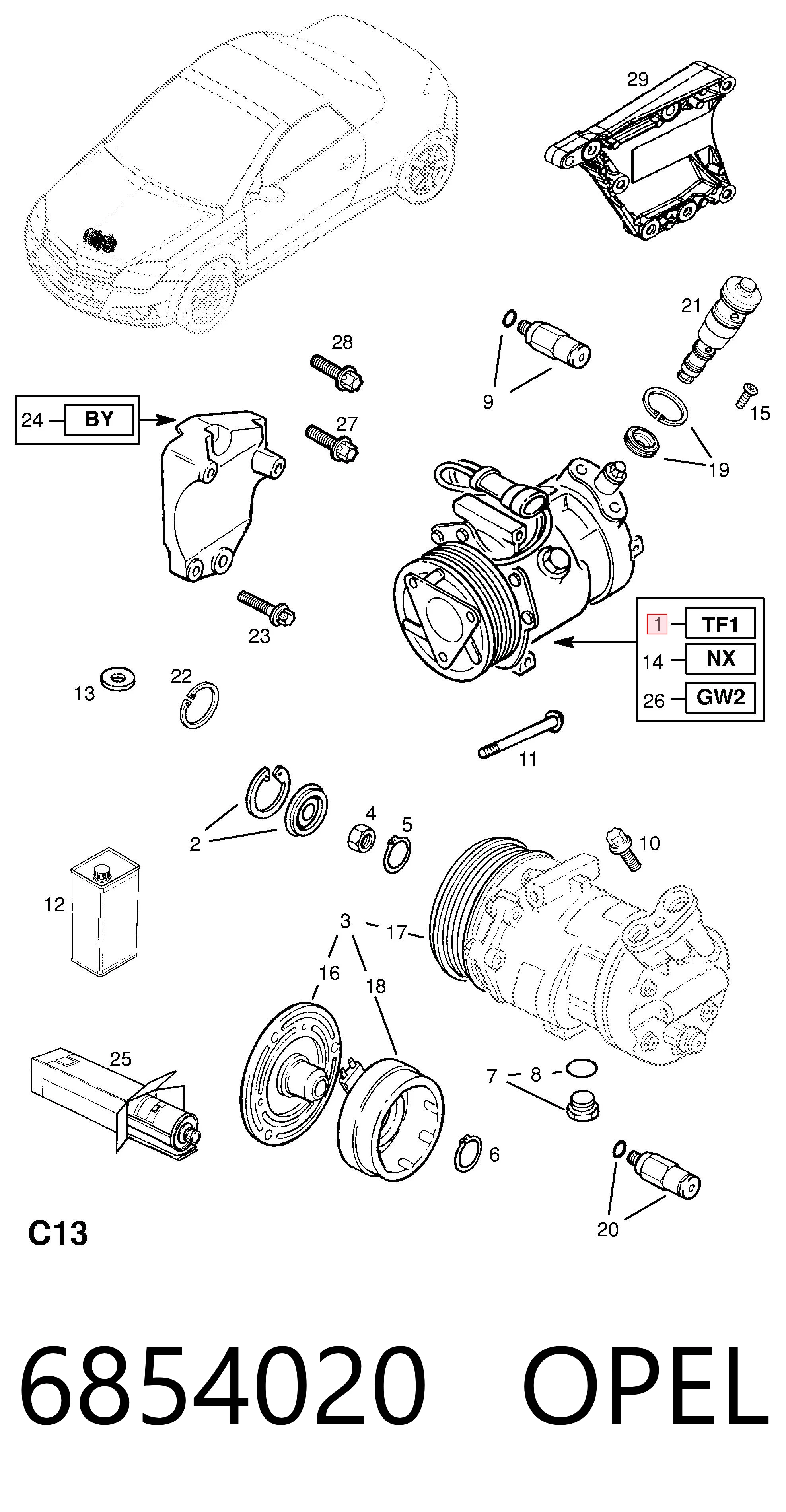 6854020 Opel Компрессор хладагента