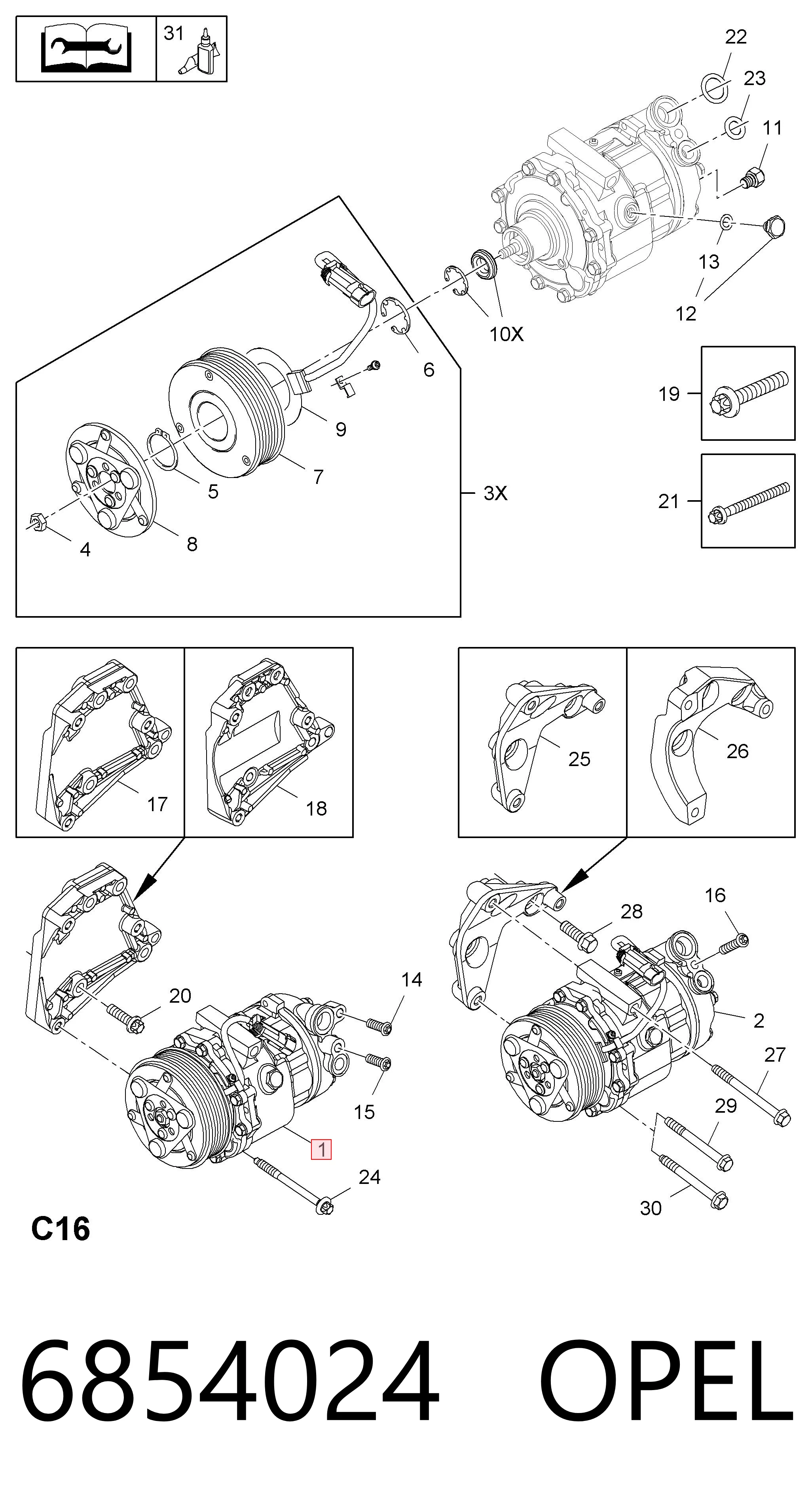6854024 Opel Компрессор хладагента