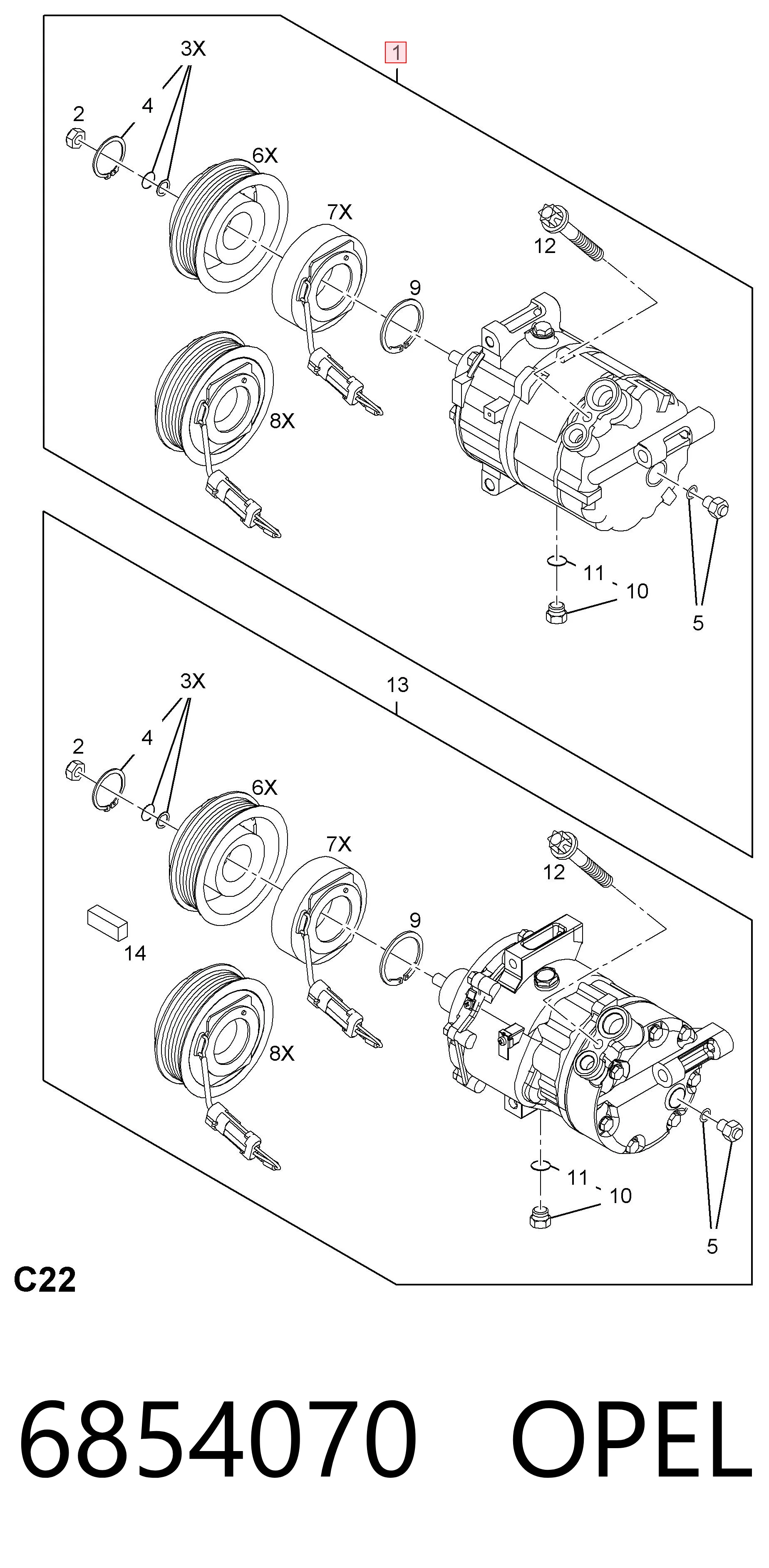 6854070 Opel Компрессор хладагента