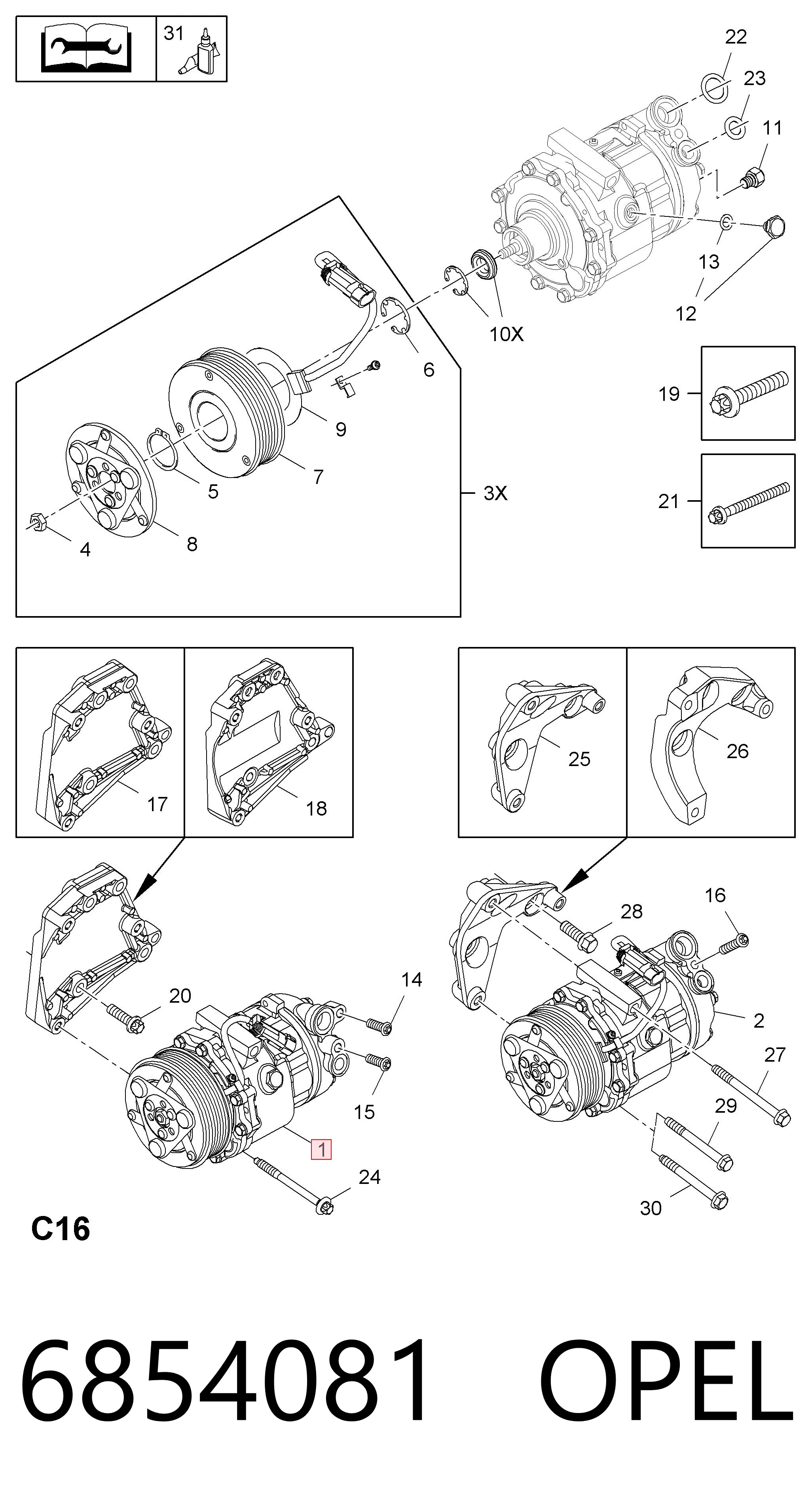 6854081 Opel Компрессор хладагента