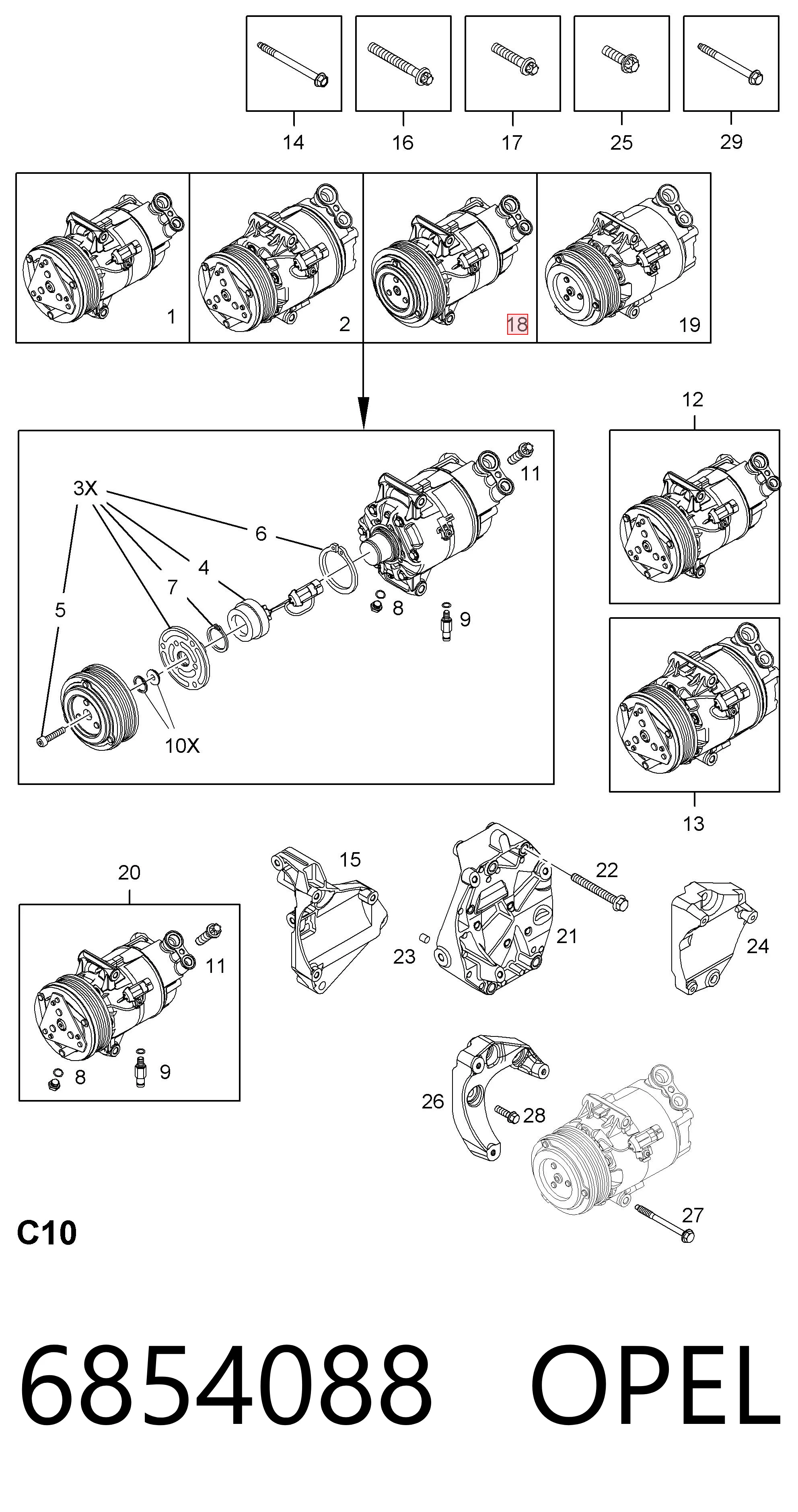 6854088 Opel Компрессор хладагента