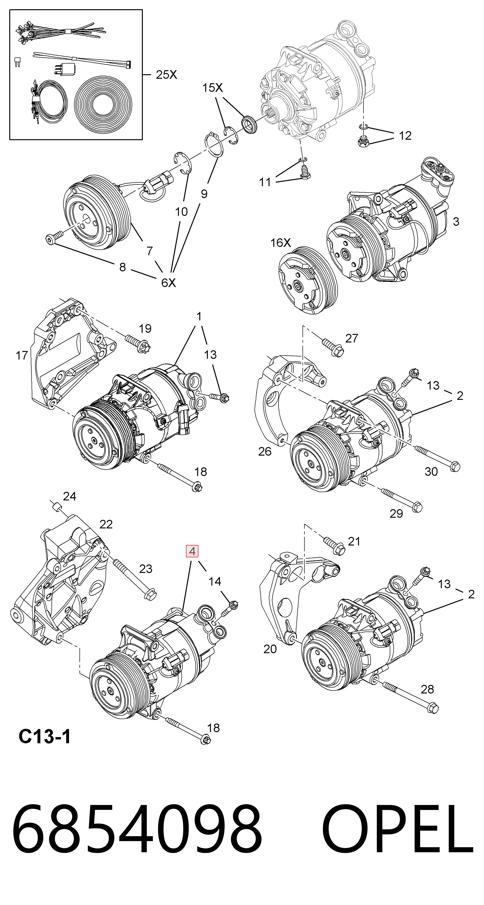 6854098 Opel Компрессор хладагента