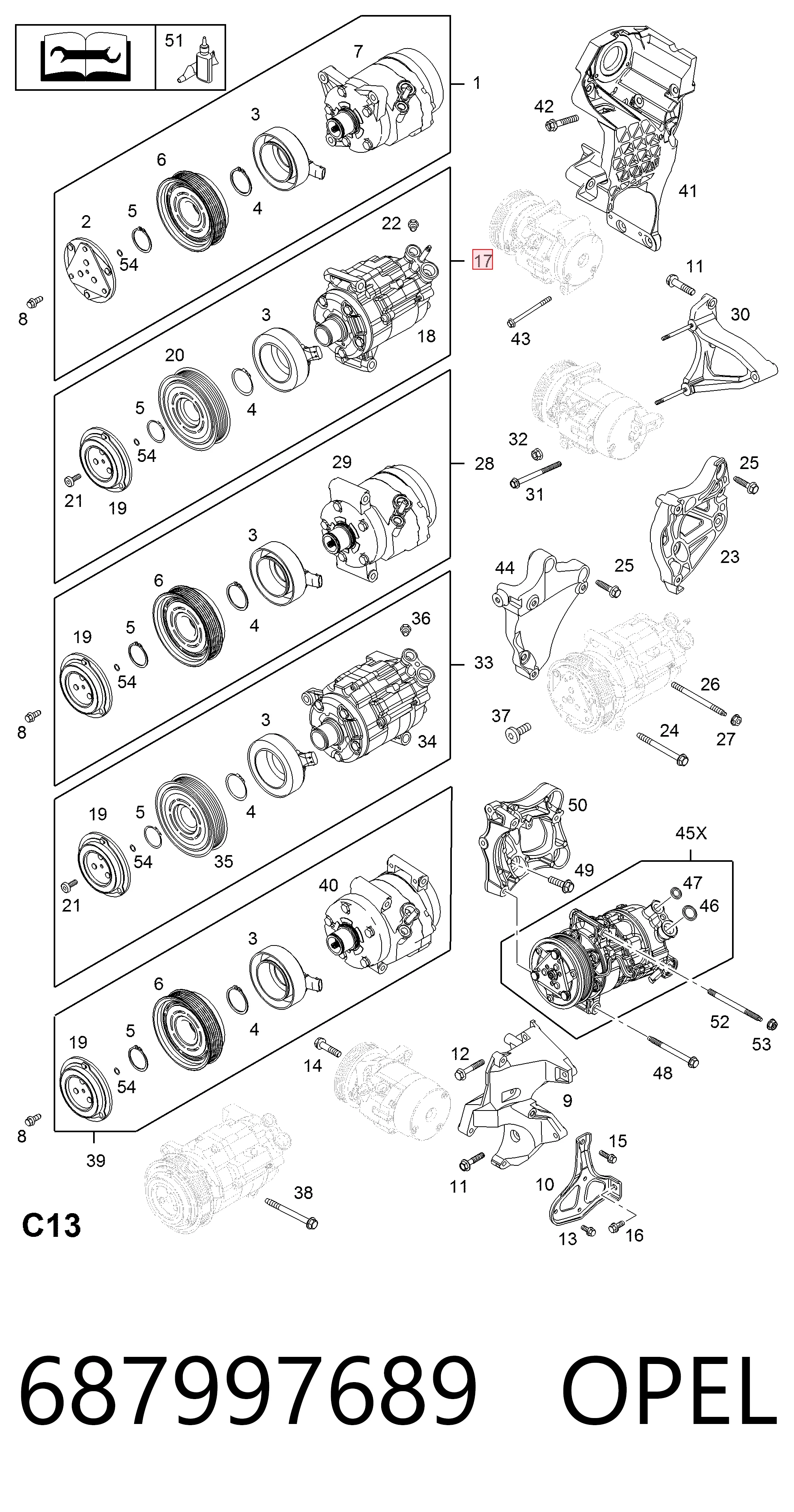 687997689 Opel Компрессор хладагента