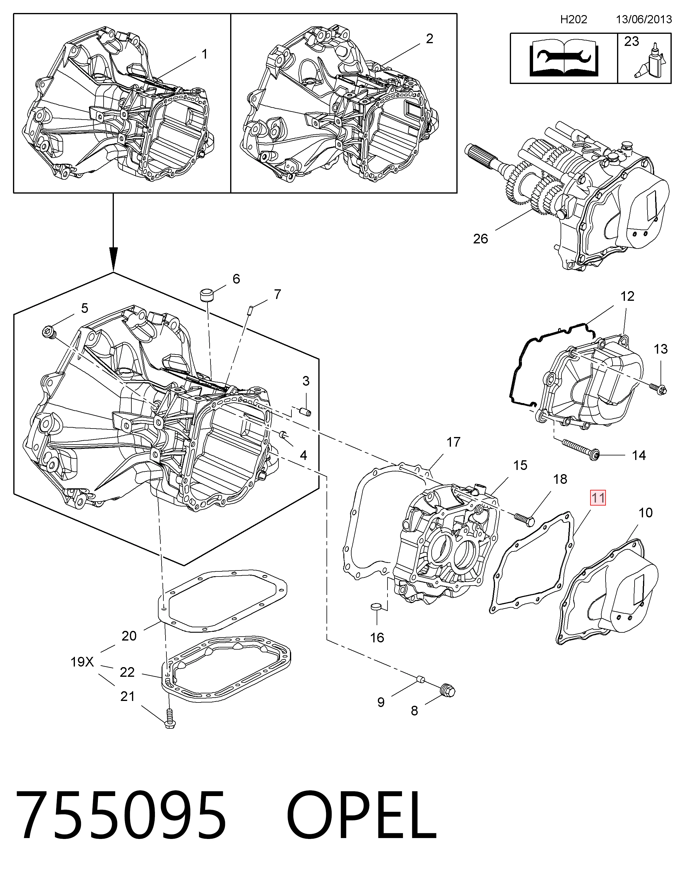 Прокладка крышки коробки передач 55564101 Fiat/Alfa/Lancia
