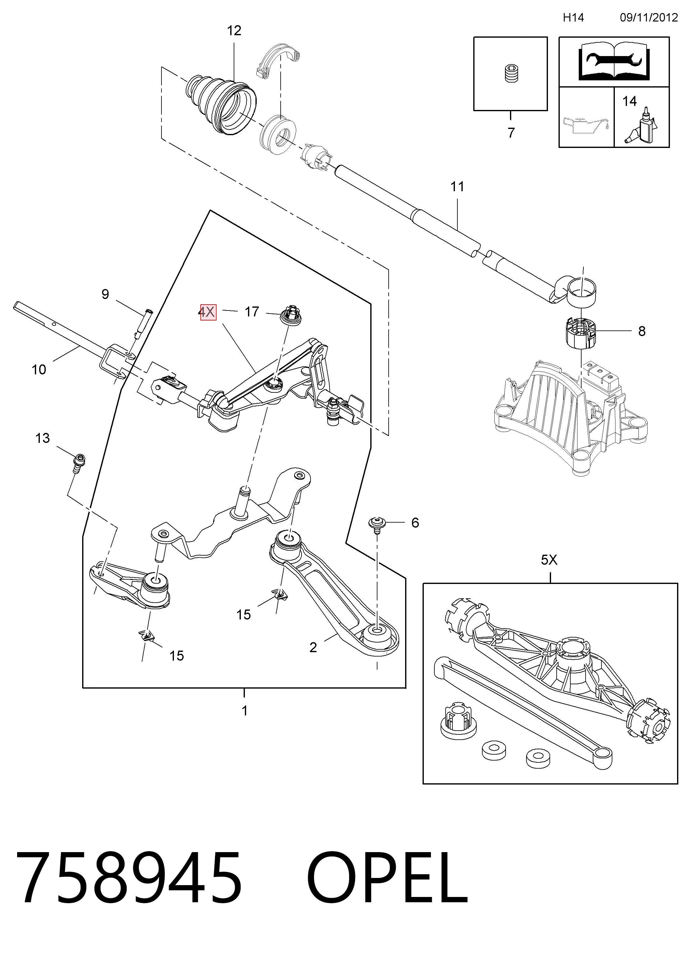 758945 Opel Кронштейн кулисы КПП