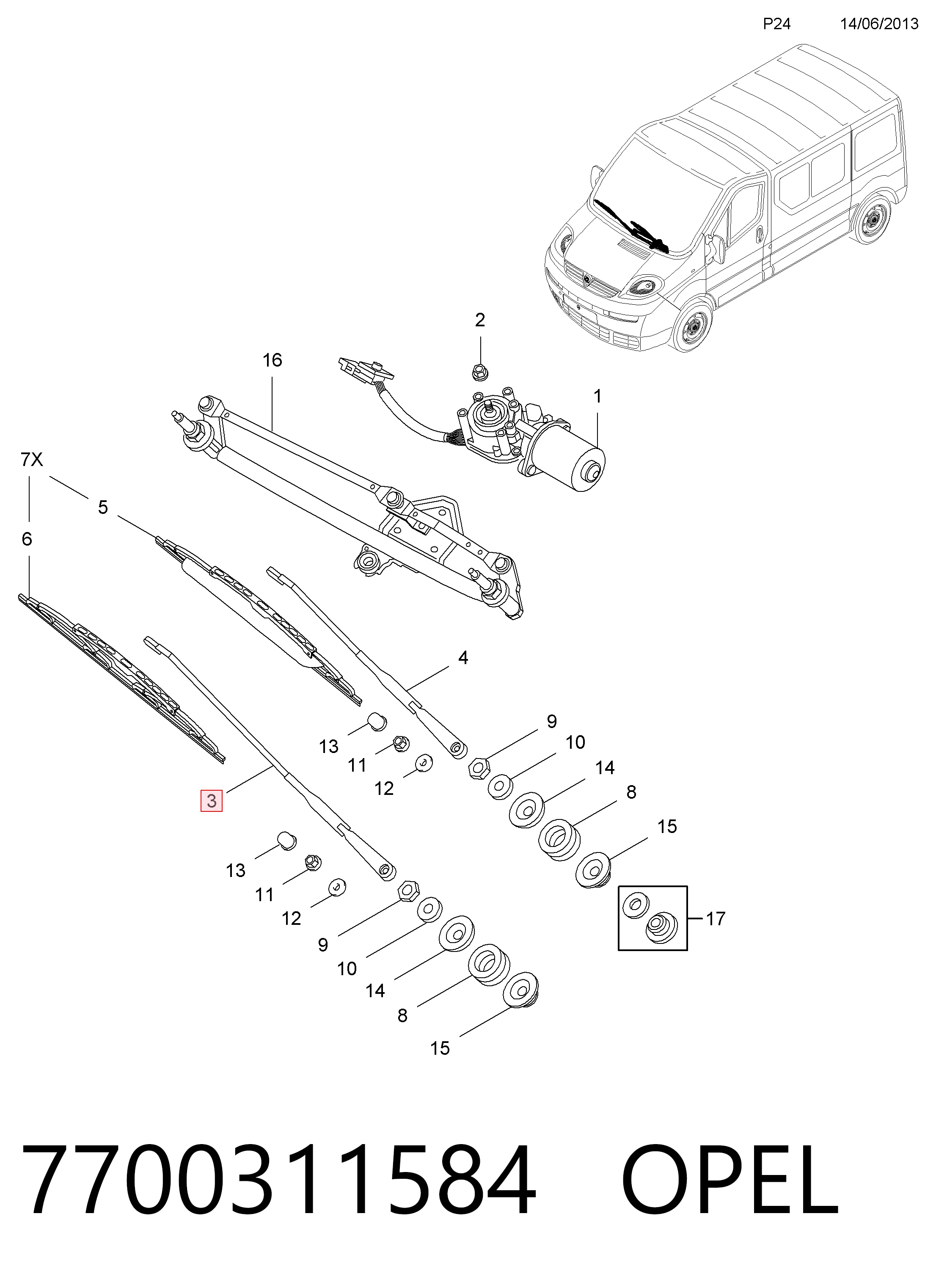 7701050584 Nissan/Infiniti Поводок дворника