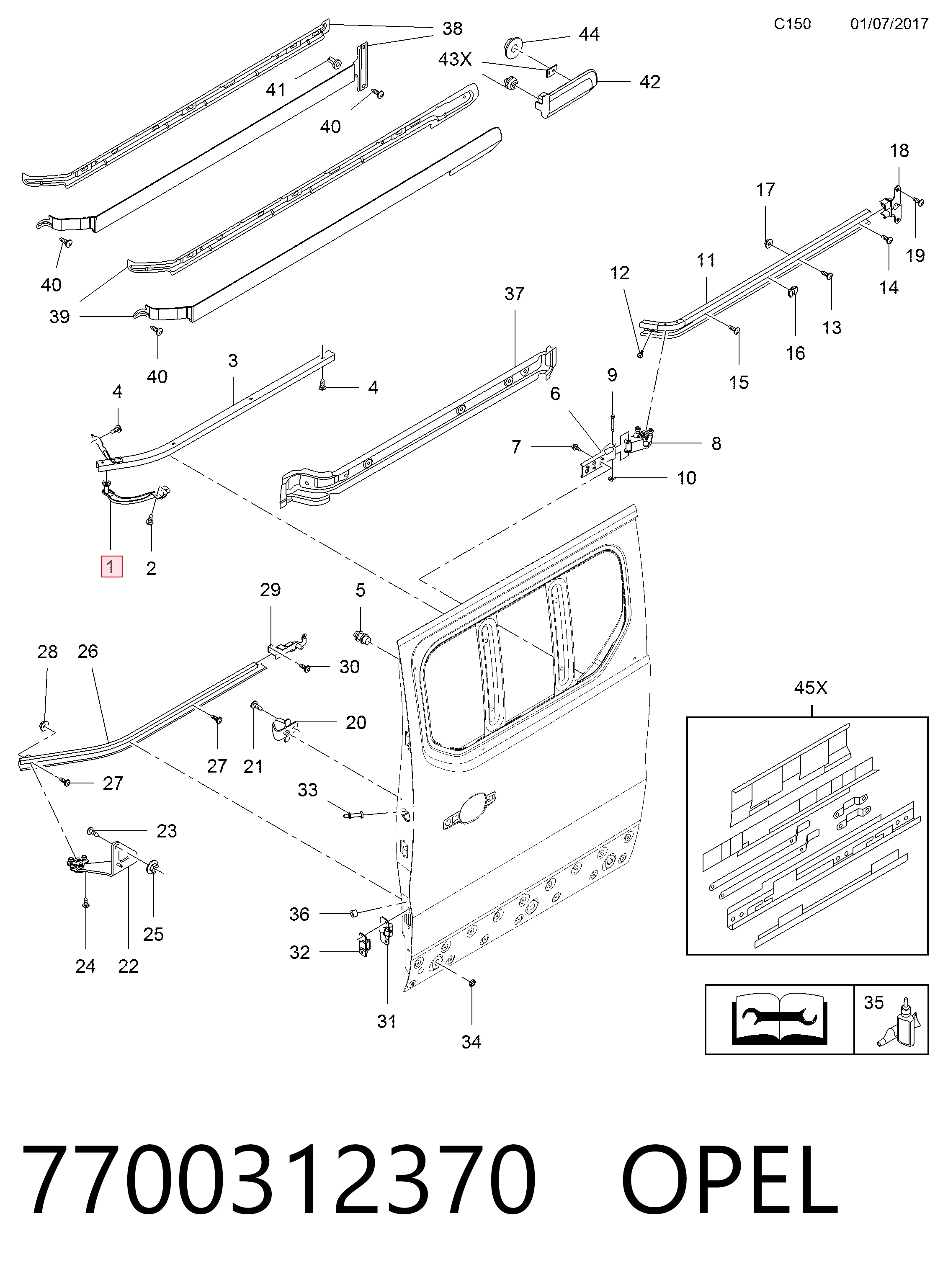 7700312370 Opel Ролик двери боковой (сдвижной) правый верхний