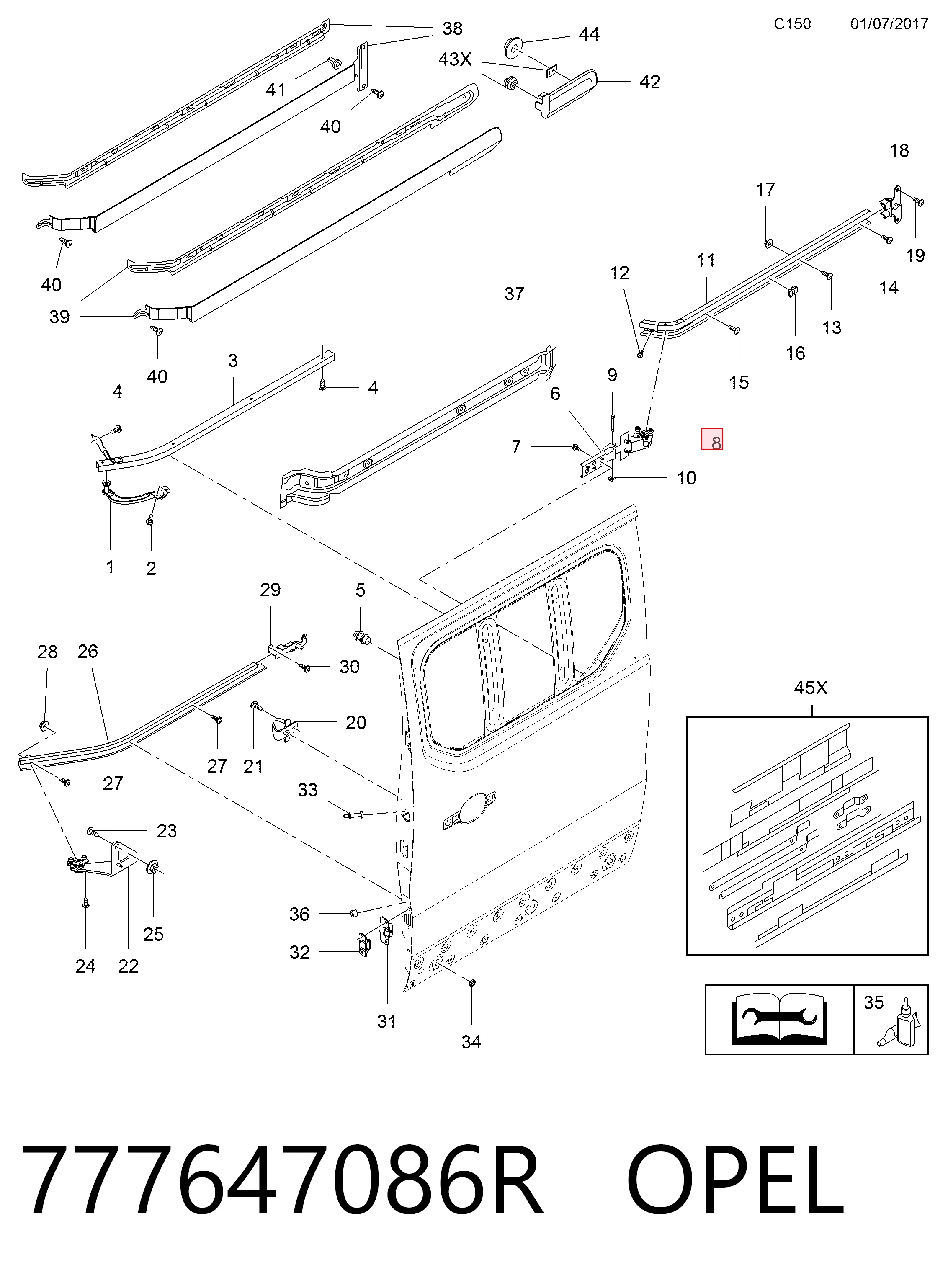 Ролик двери сдвижной правый центральный Peugeot/Citroen 93451865