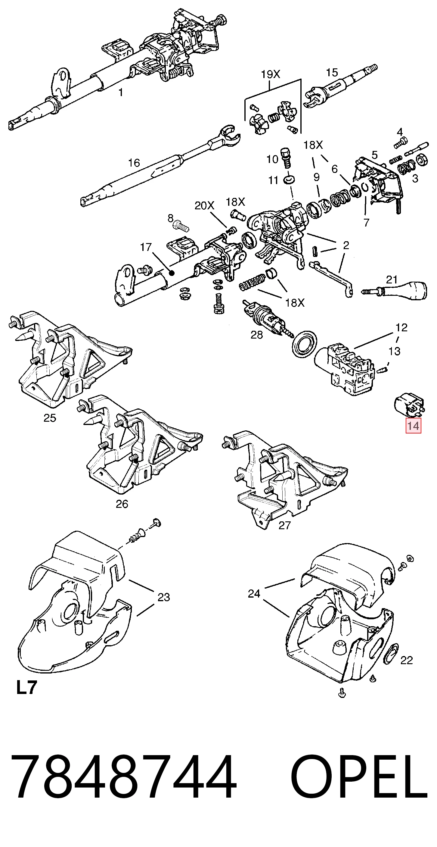 7848744 Opel Контакты замка зажигания