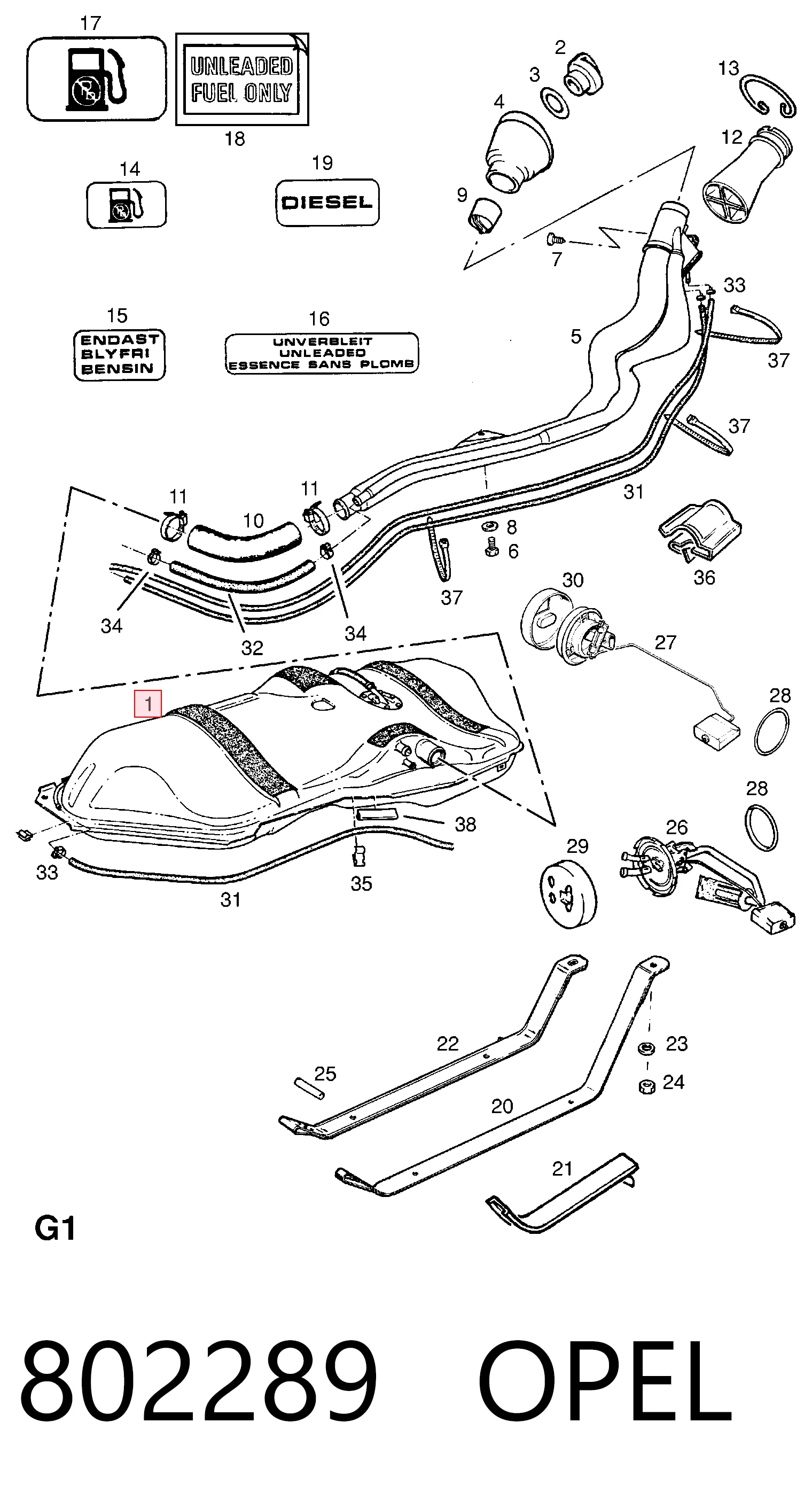 Бензобак Opel Kadett E хэтчбек (33, 34, 43, 44) (1984 - 1993) цена, от 25.12 USD