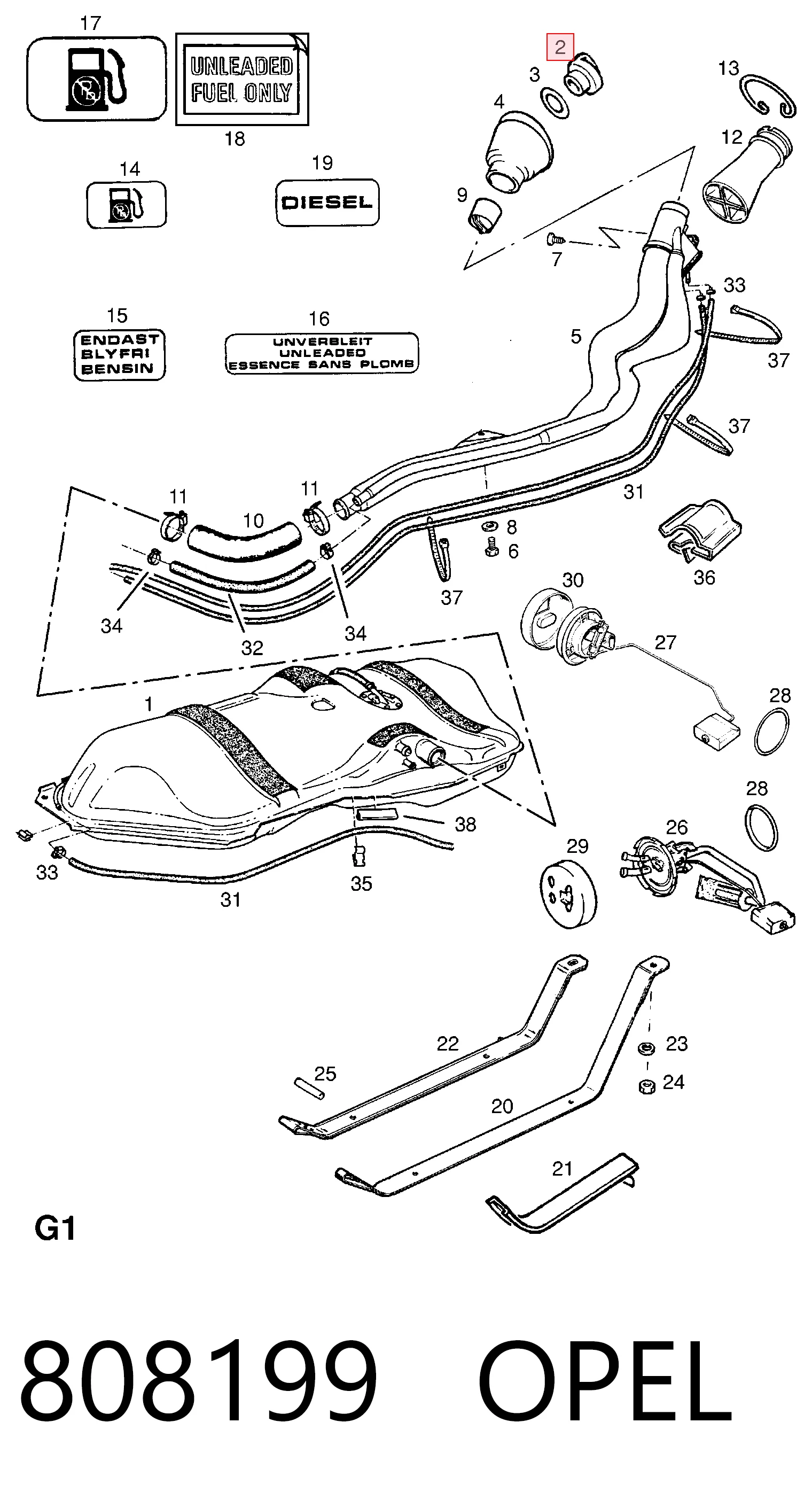 Пробка бензобака General Motors 808199