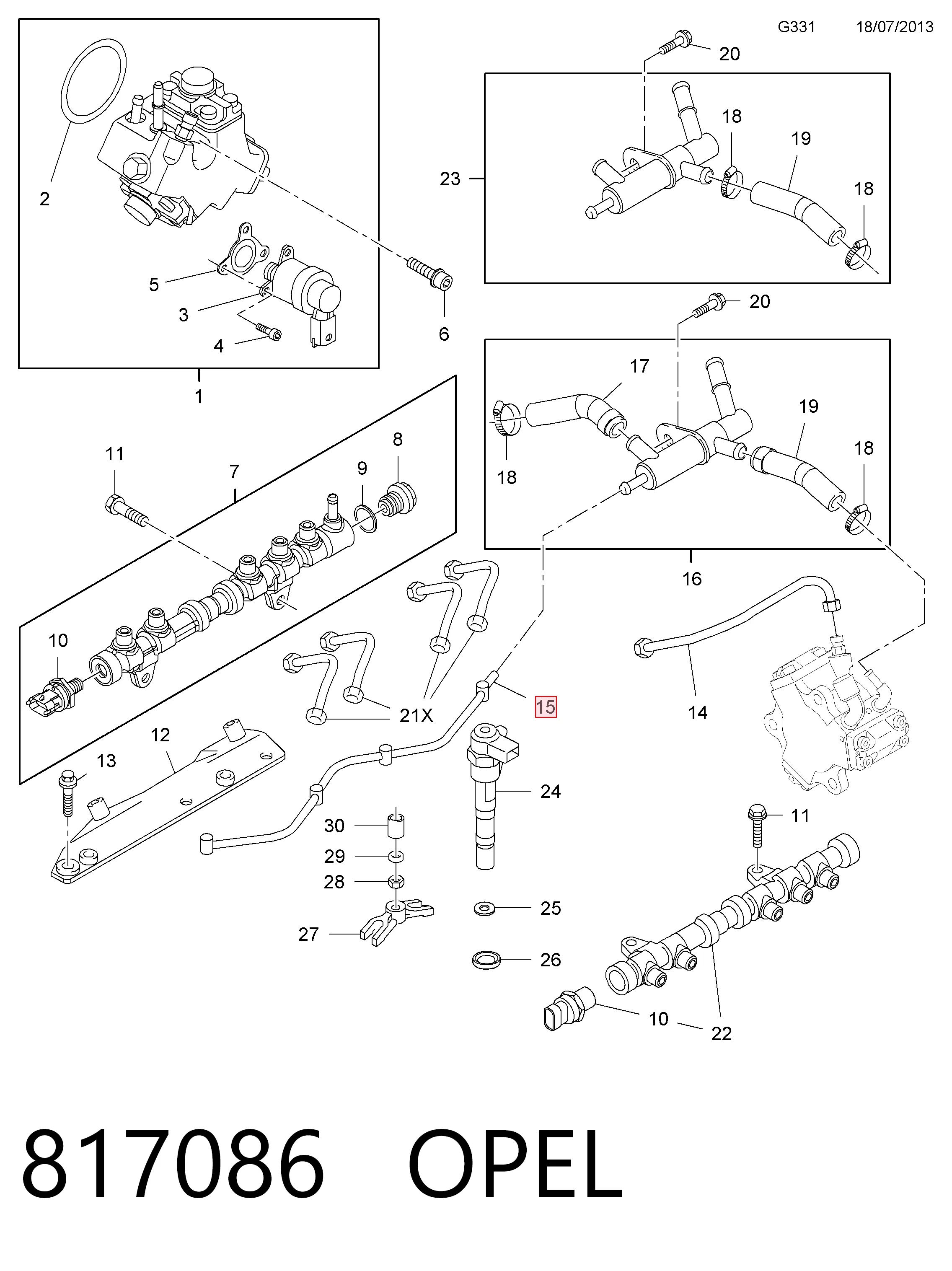 Трубка топливная, обратная от форсунок Opel 55251773 цена, от 22.65 USD