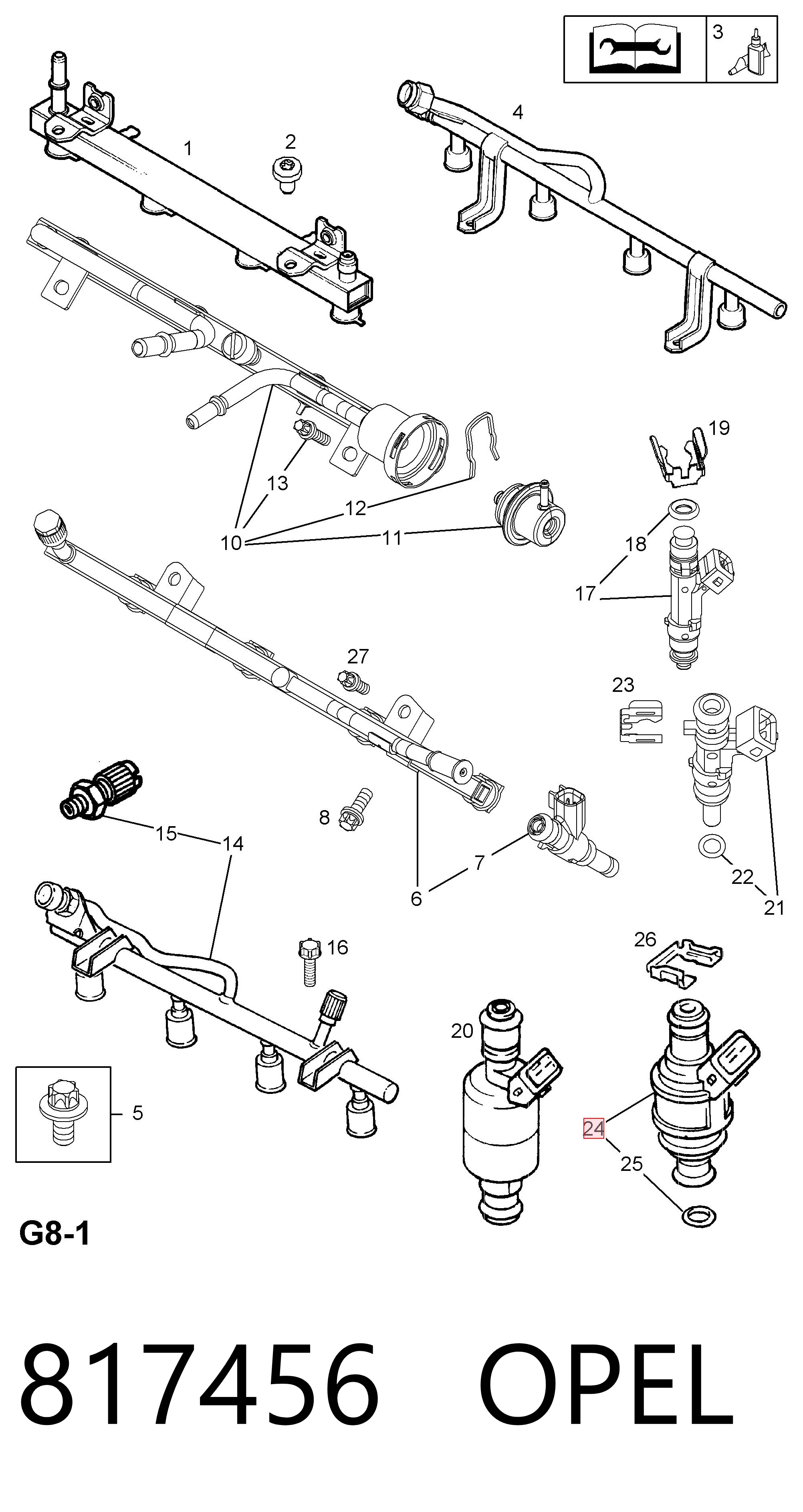817456 Opel Топливные форсунки