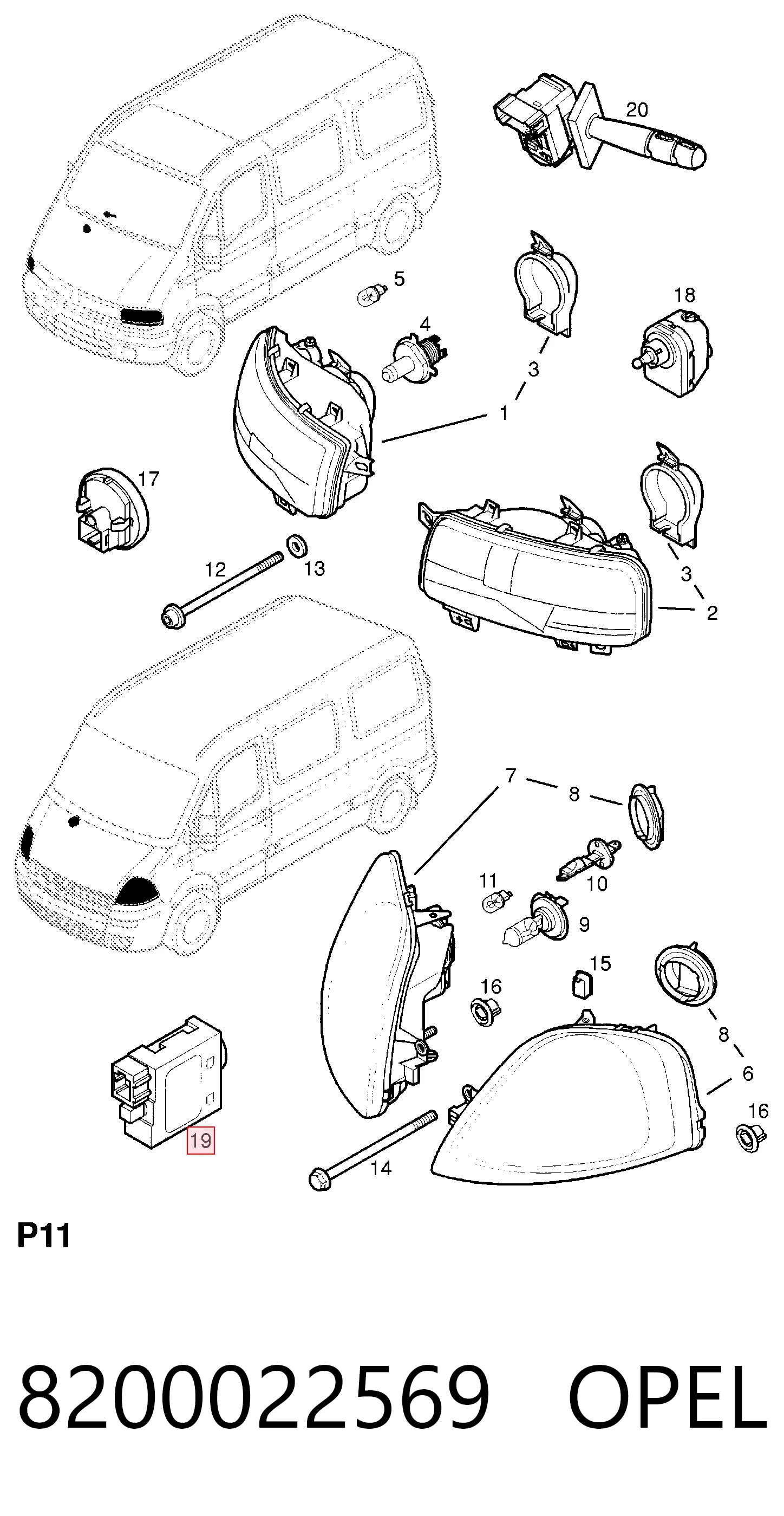 8200022569 Nissan/Infiniti Кнопка корректора фар
