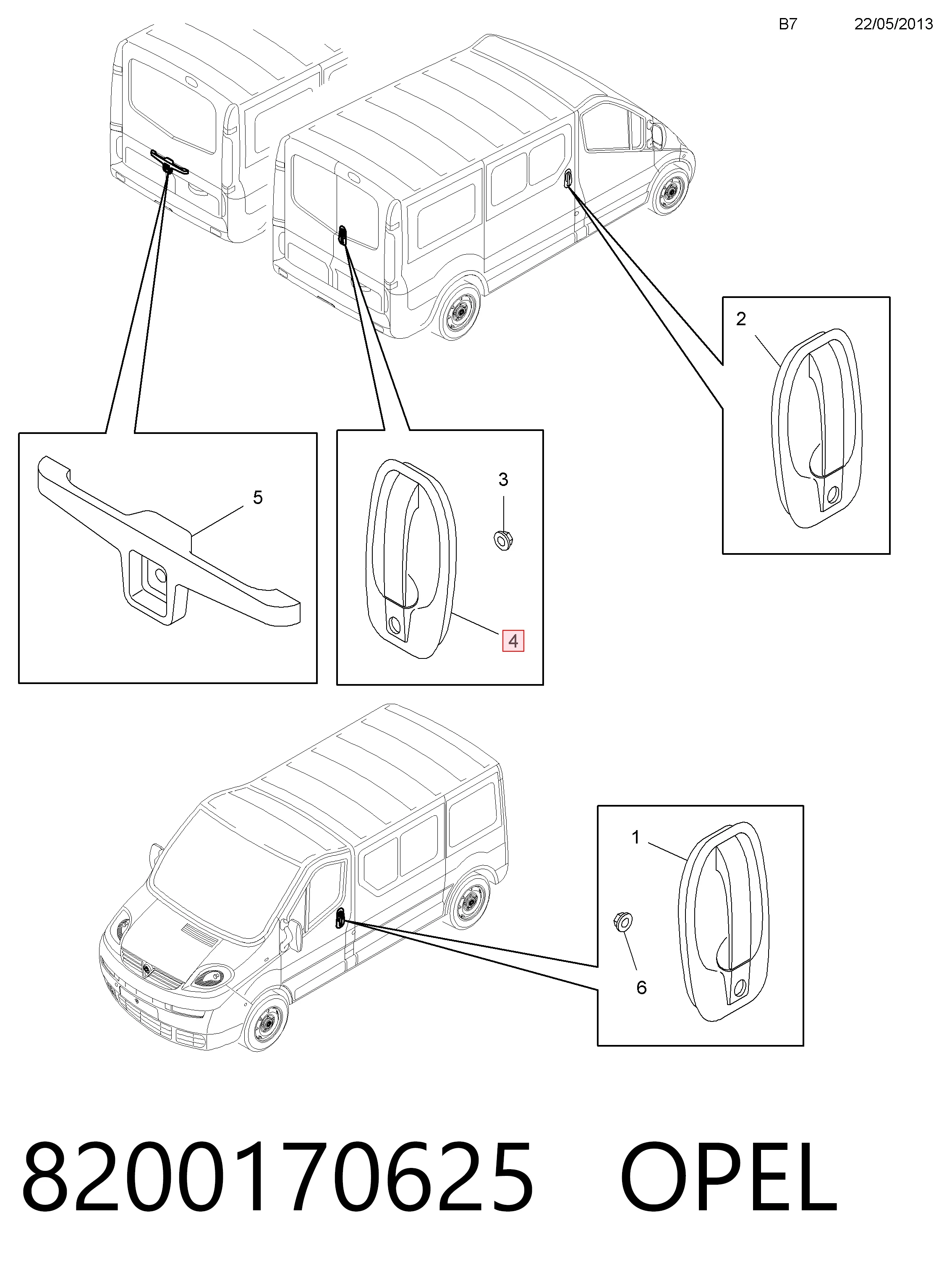 Ручка боковой двери наружная 8200214656 General Motors