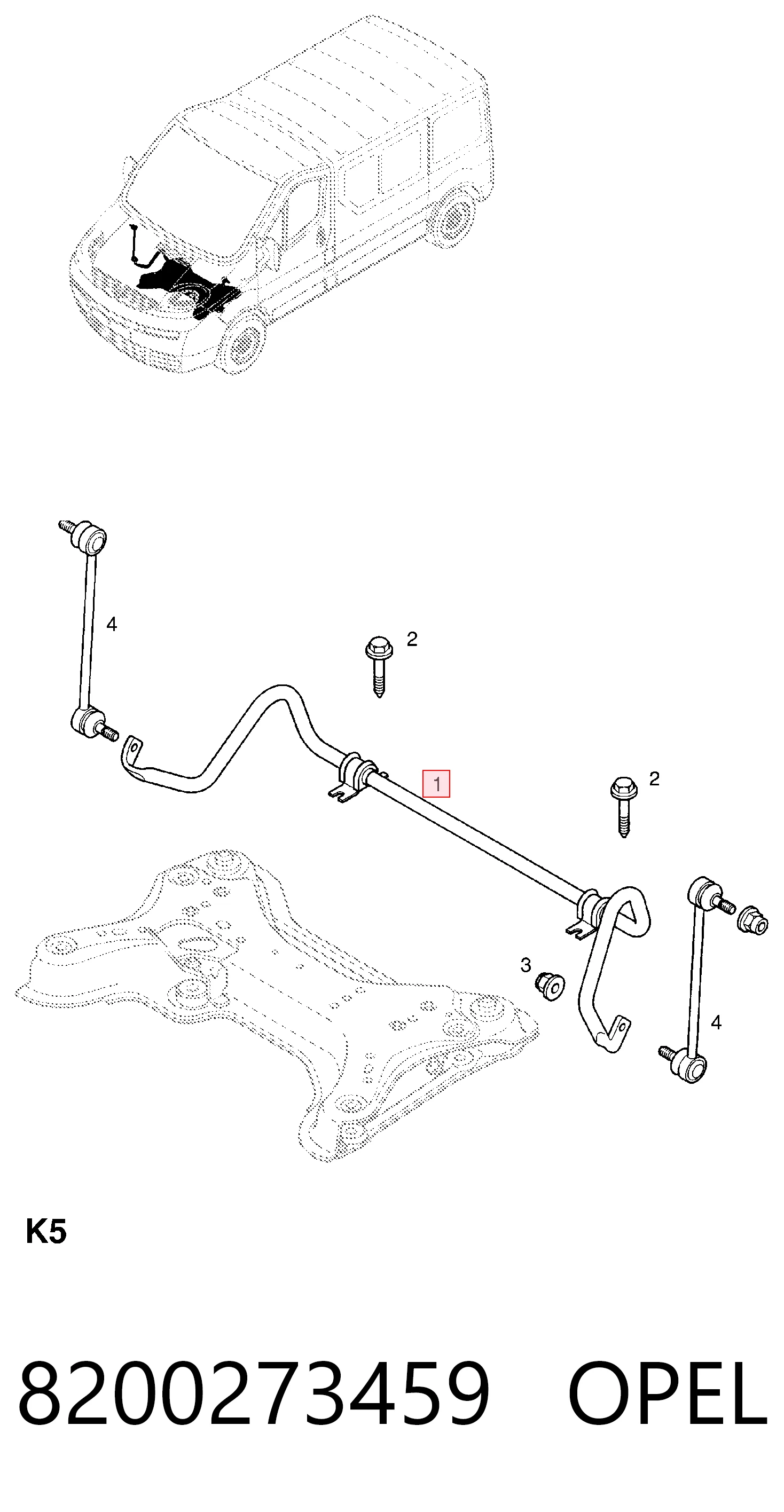 Передний стабилизатор 4417971 General Motors