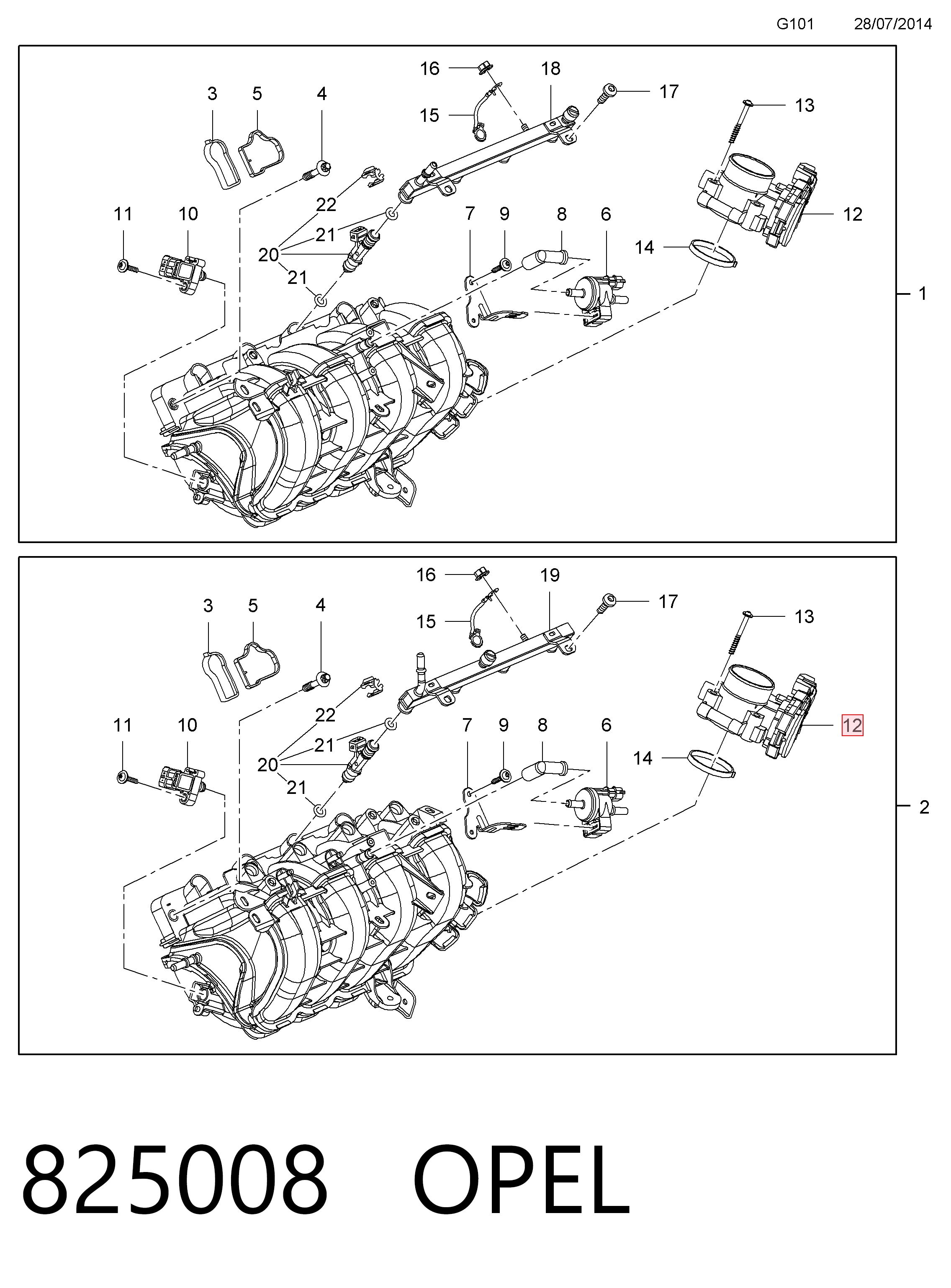 825008 Opel Дроссельная заслонка