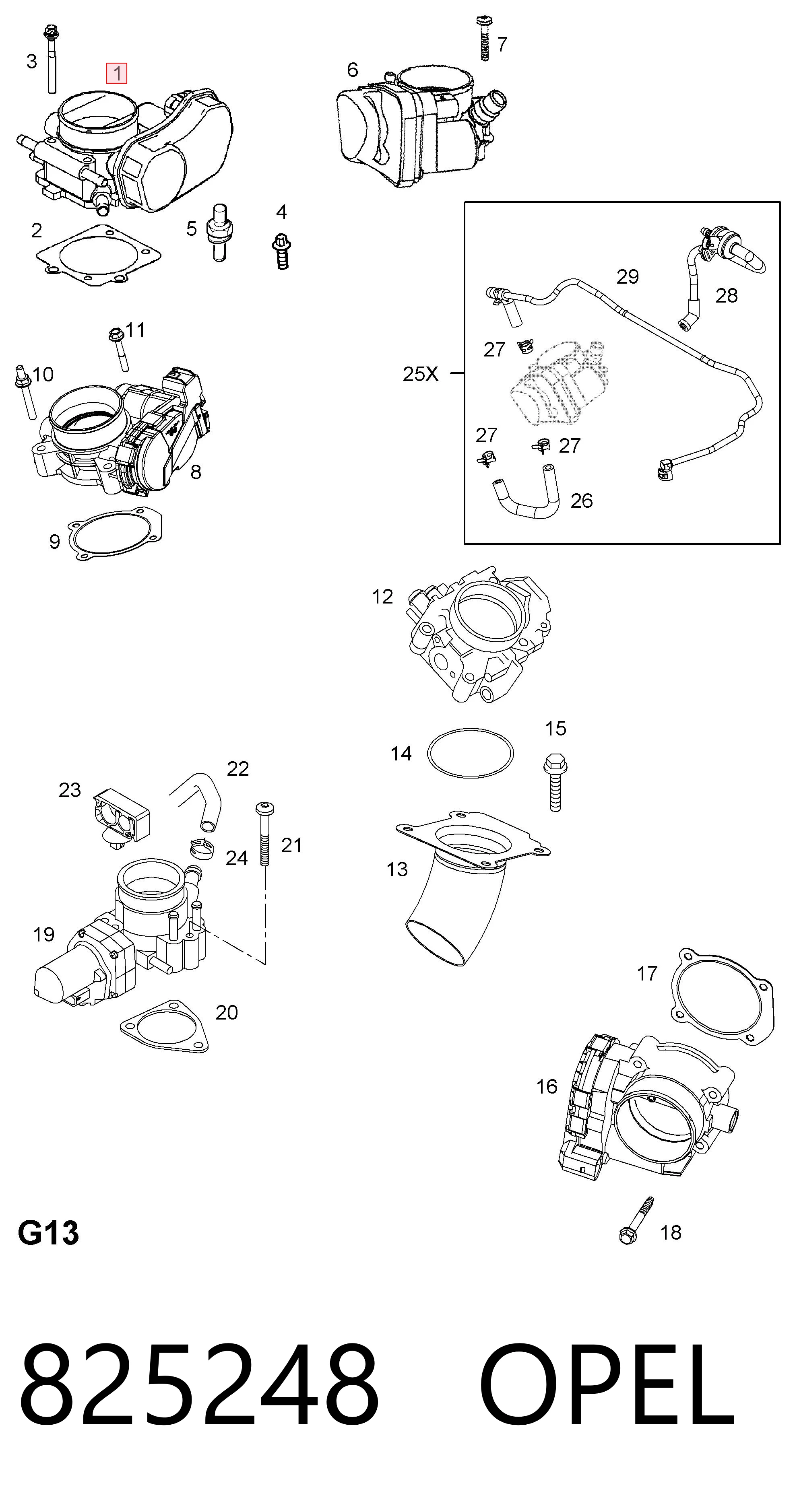 825248 Opel Дроссельная заслонка