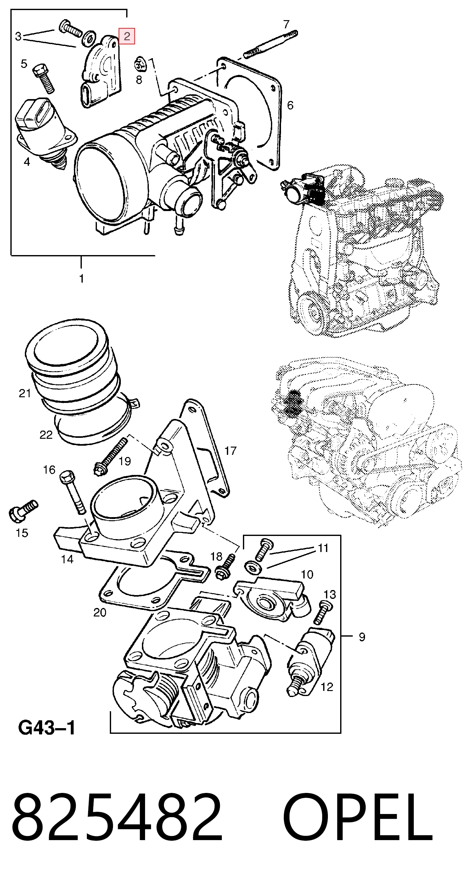 825482 Opel Датчик положения дроссельной заслонки