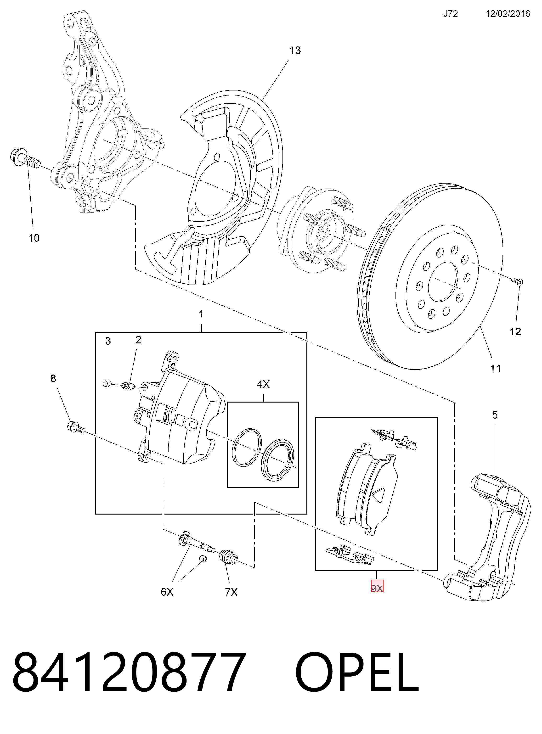 84120877 Opel Колодки передние