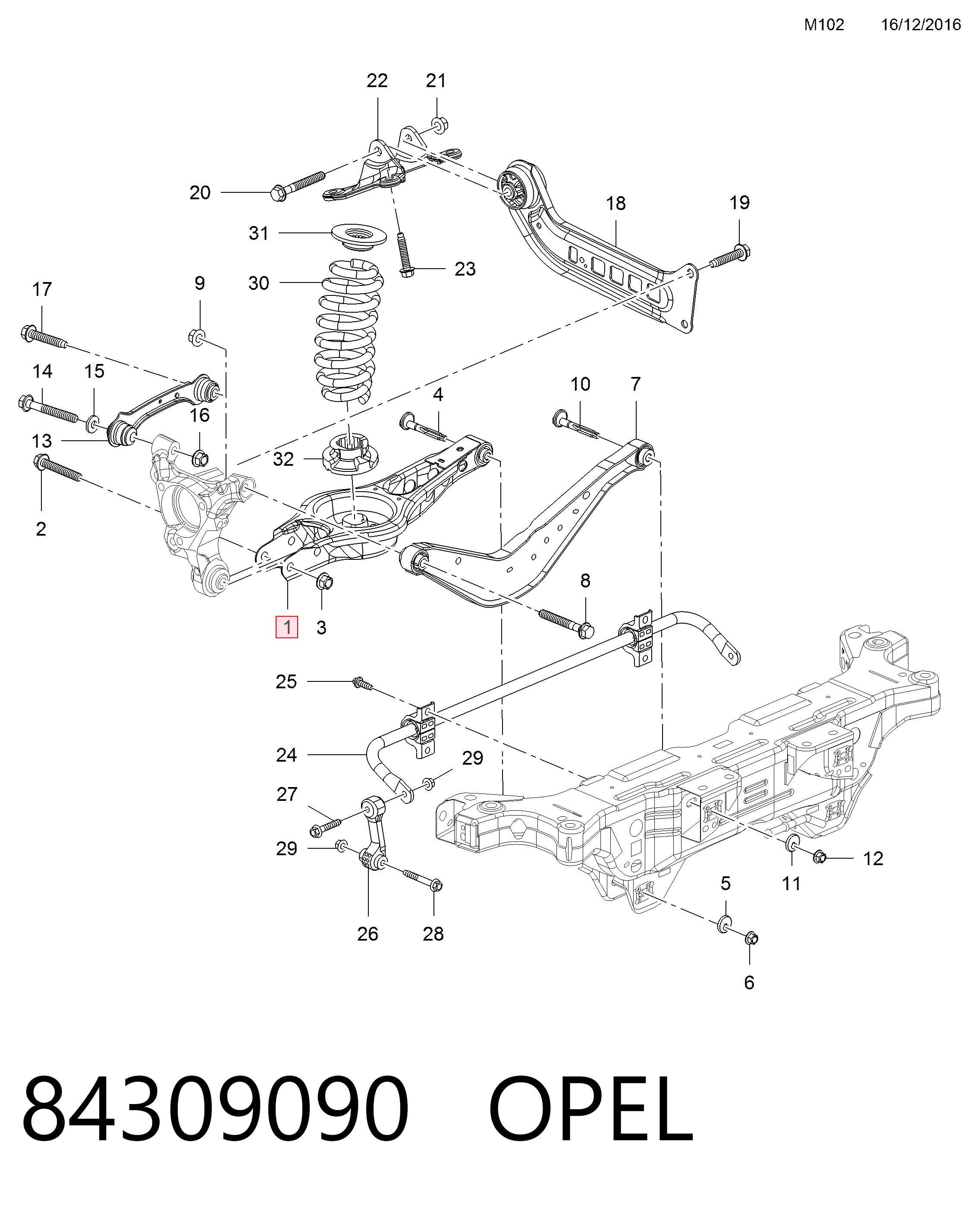 Балансир задний нижний General Motors 84708923 цена, от 38.09 USD