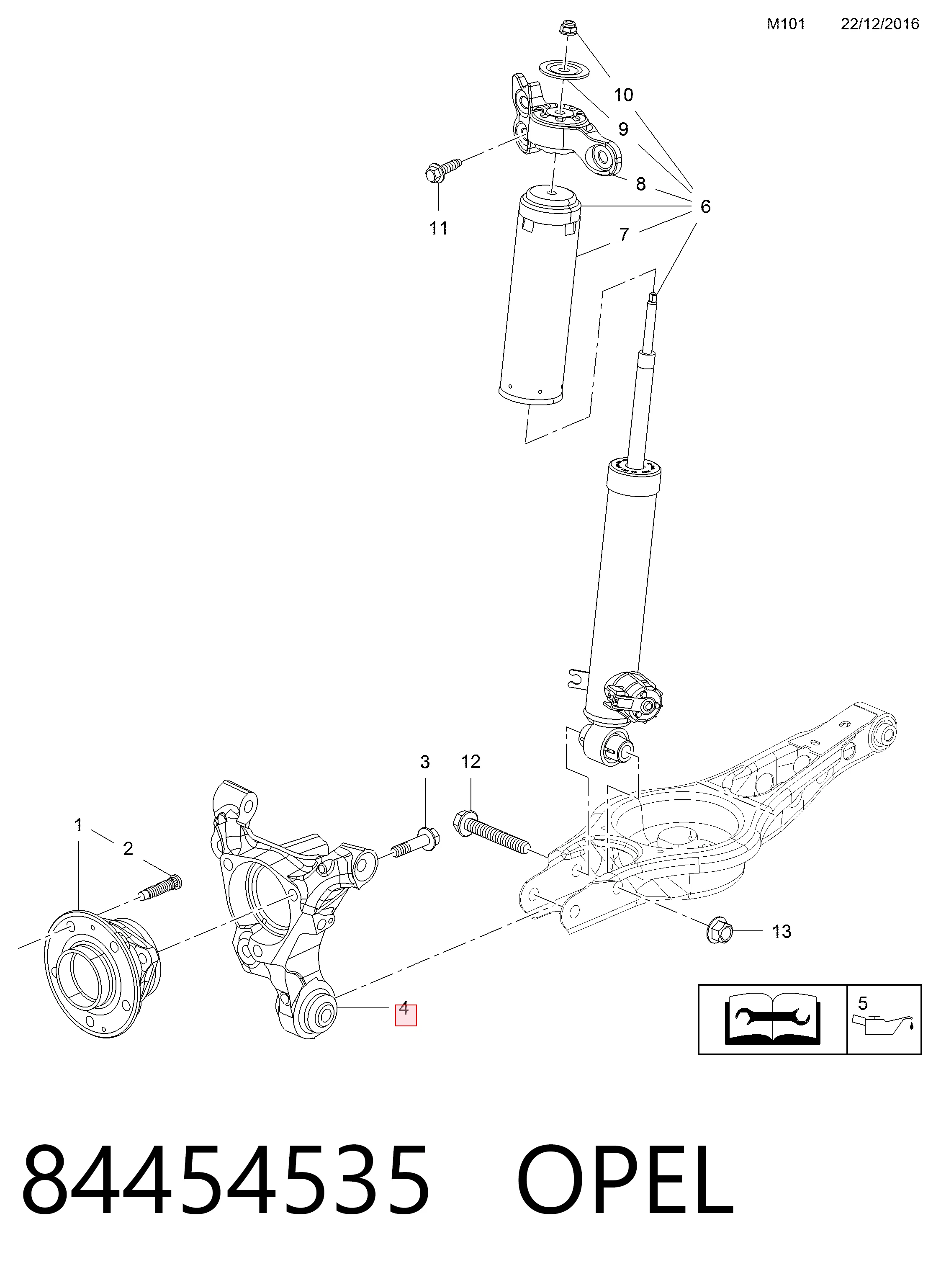 Купить 22949386 Peugeot/Citroen Цапфа (поворотный кулак) задний левый