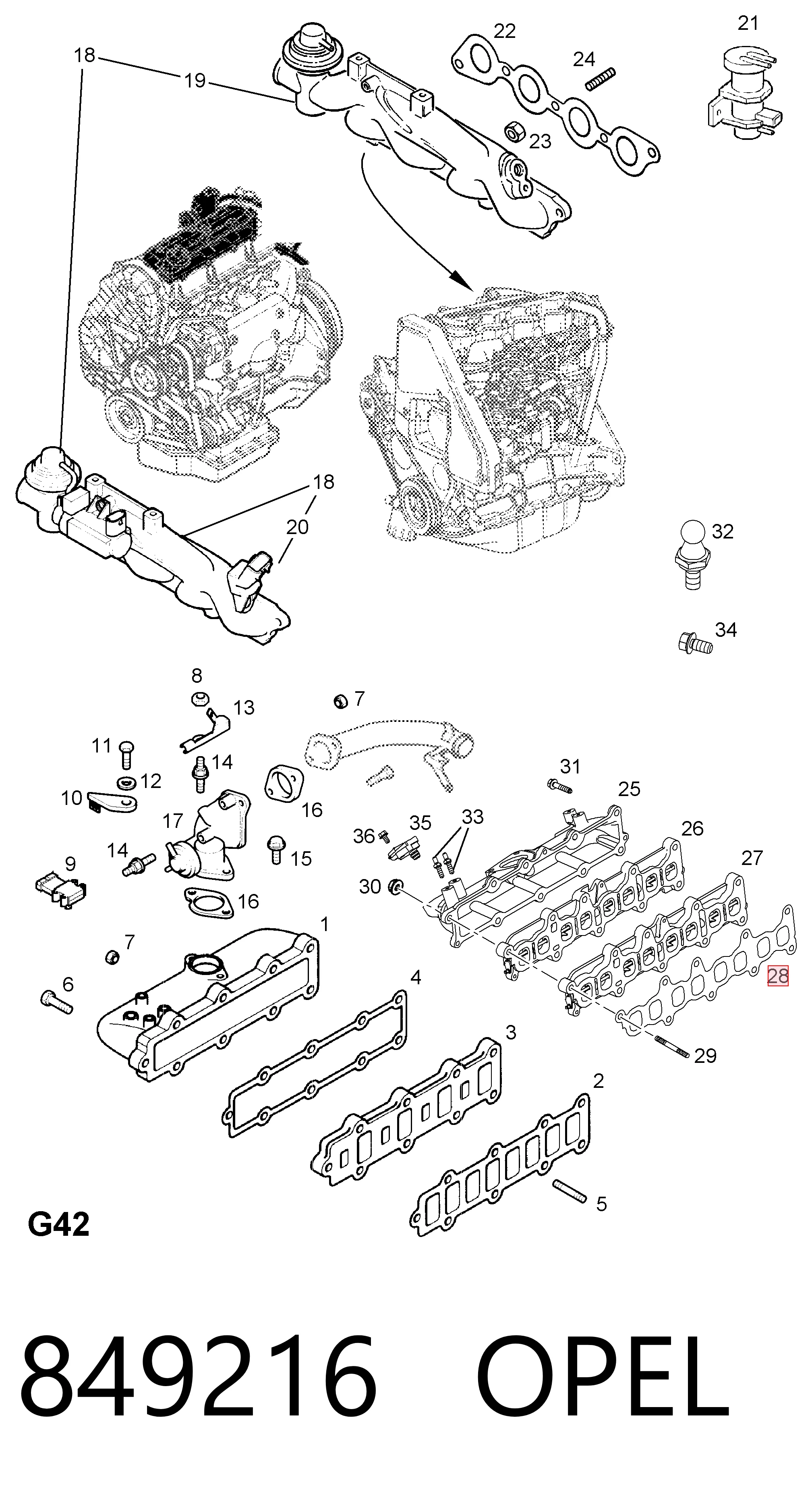 Прокладка впускного коллектора 97240455 Peugeot/Citroen