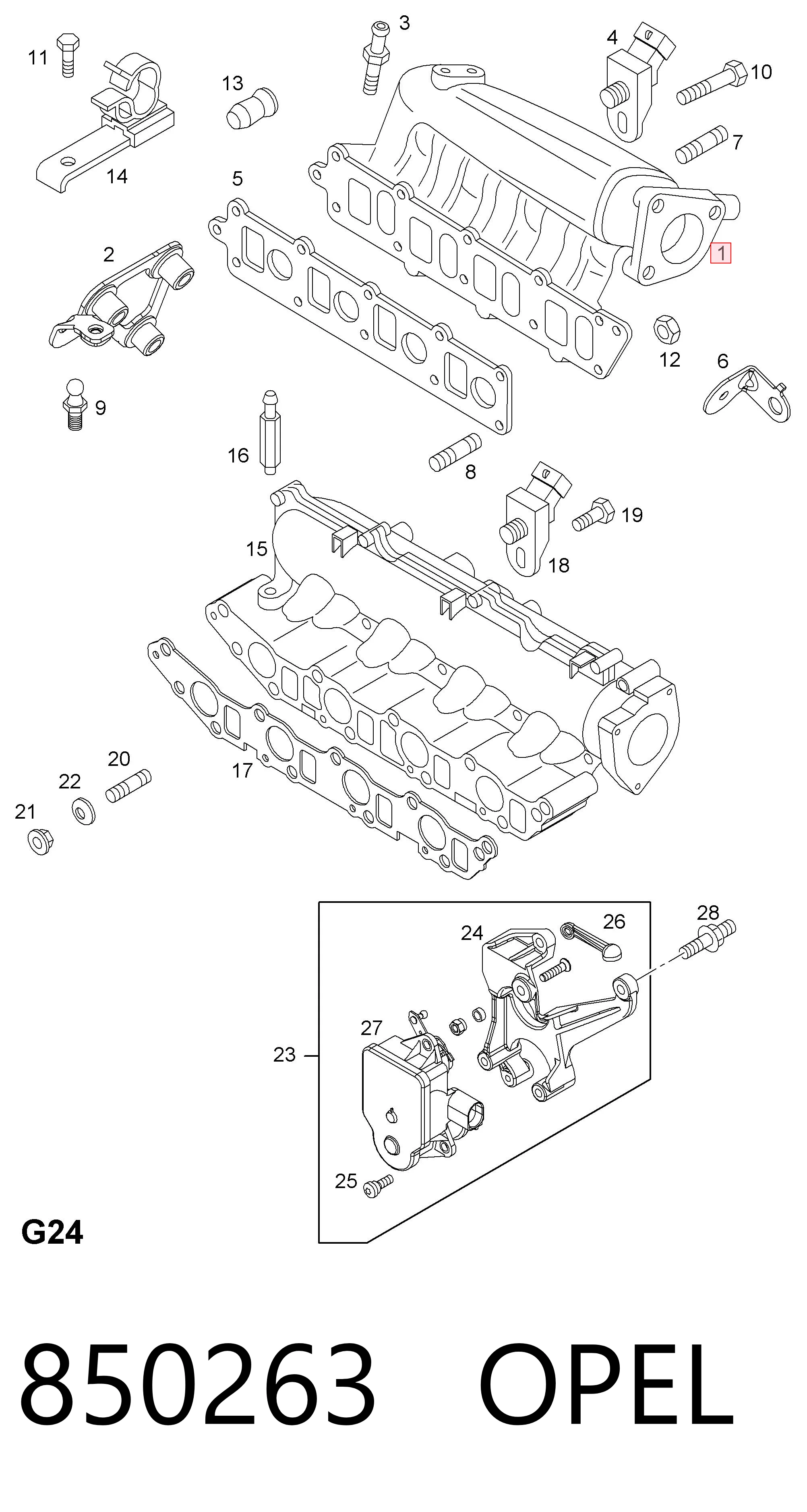 850263 Opel Коллектор впускной