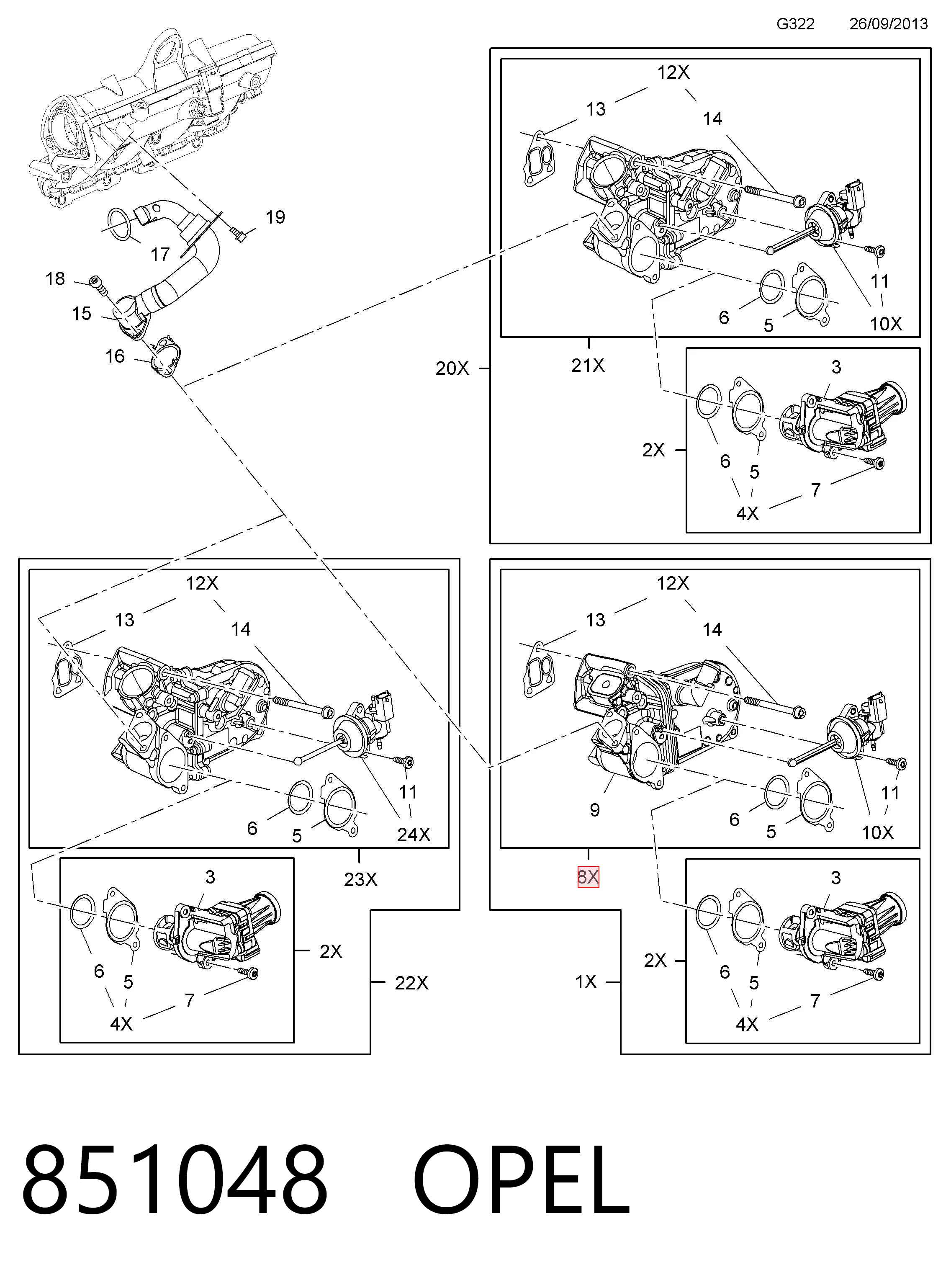851048 Opel Радиатор системы EGR