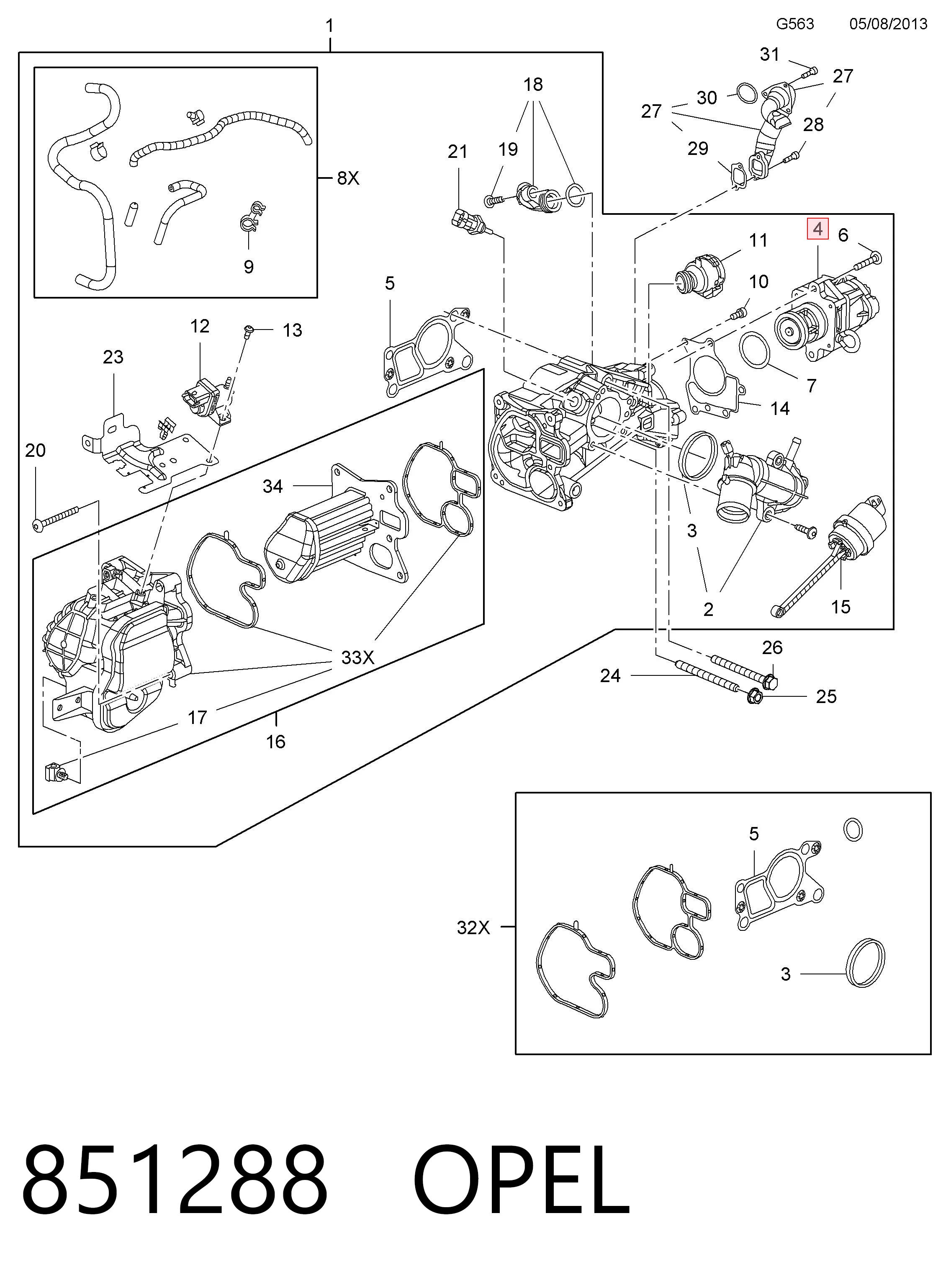 851288 Opel Клапан рециркуляции отработавших газов EGR