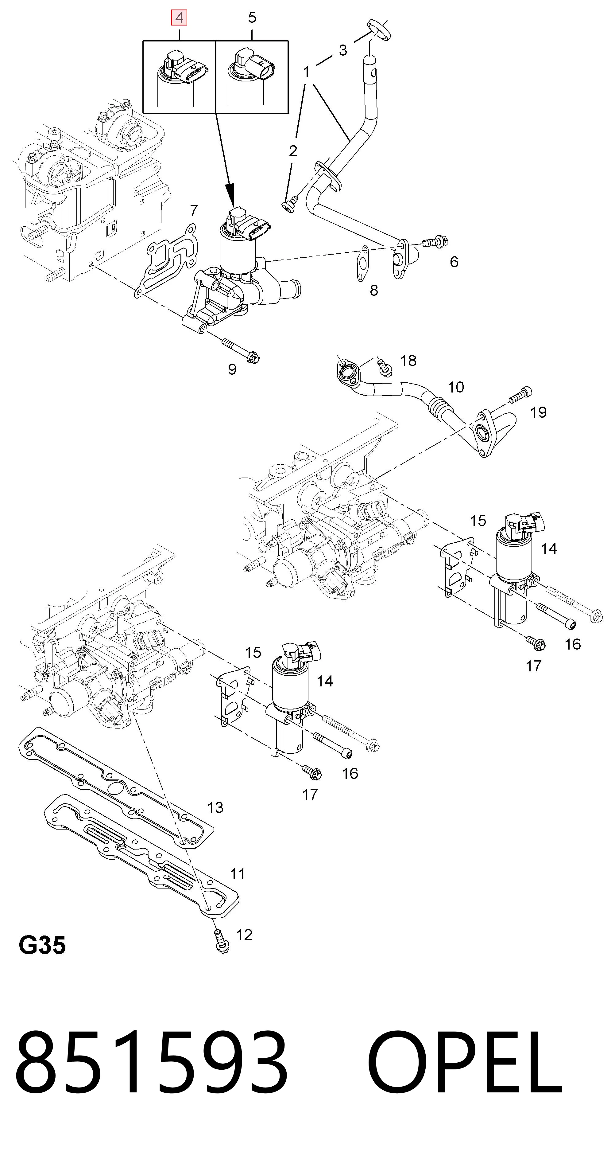851593 Opel Клапан рециркуляции отработавших газов EGR