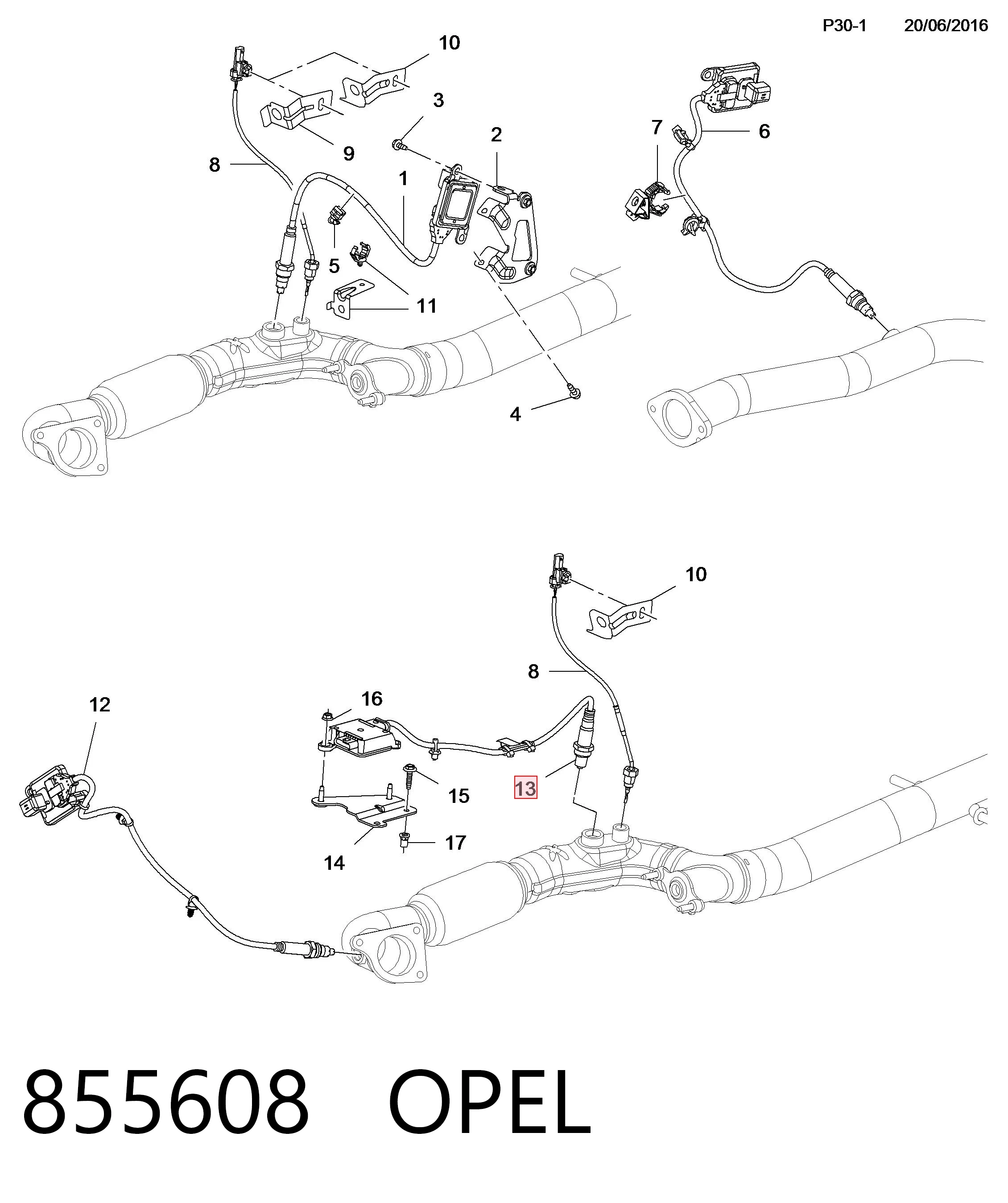 855608 Opel Датчик оксидов азота NOX задний