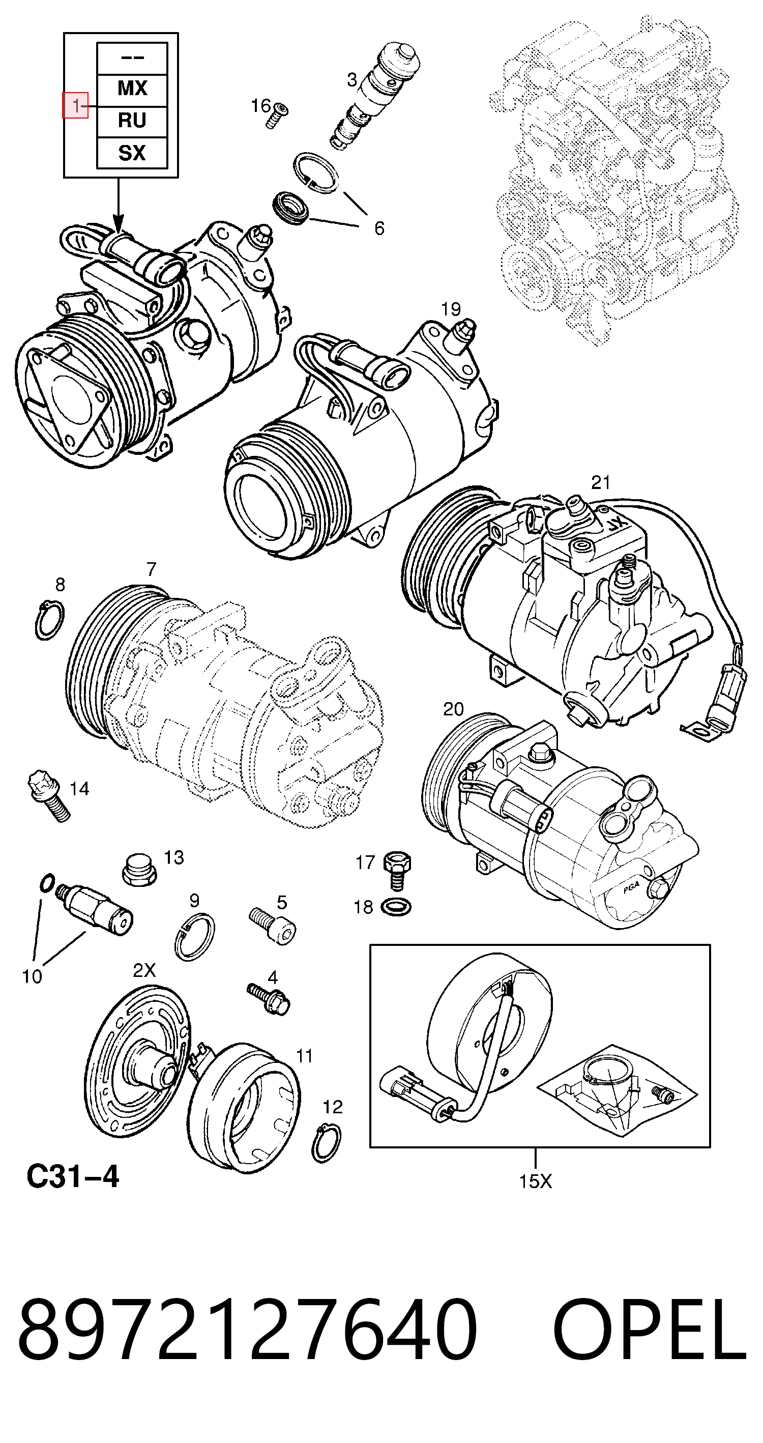 8972127640 Opel Компрессор хладагента