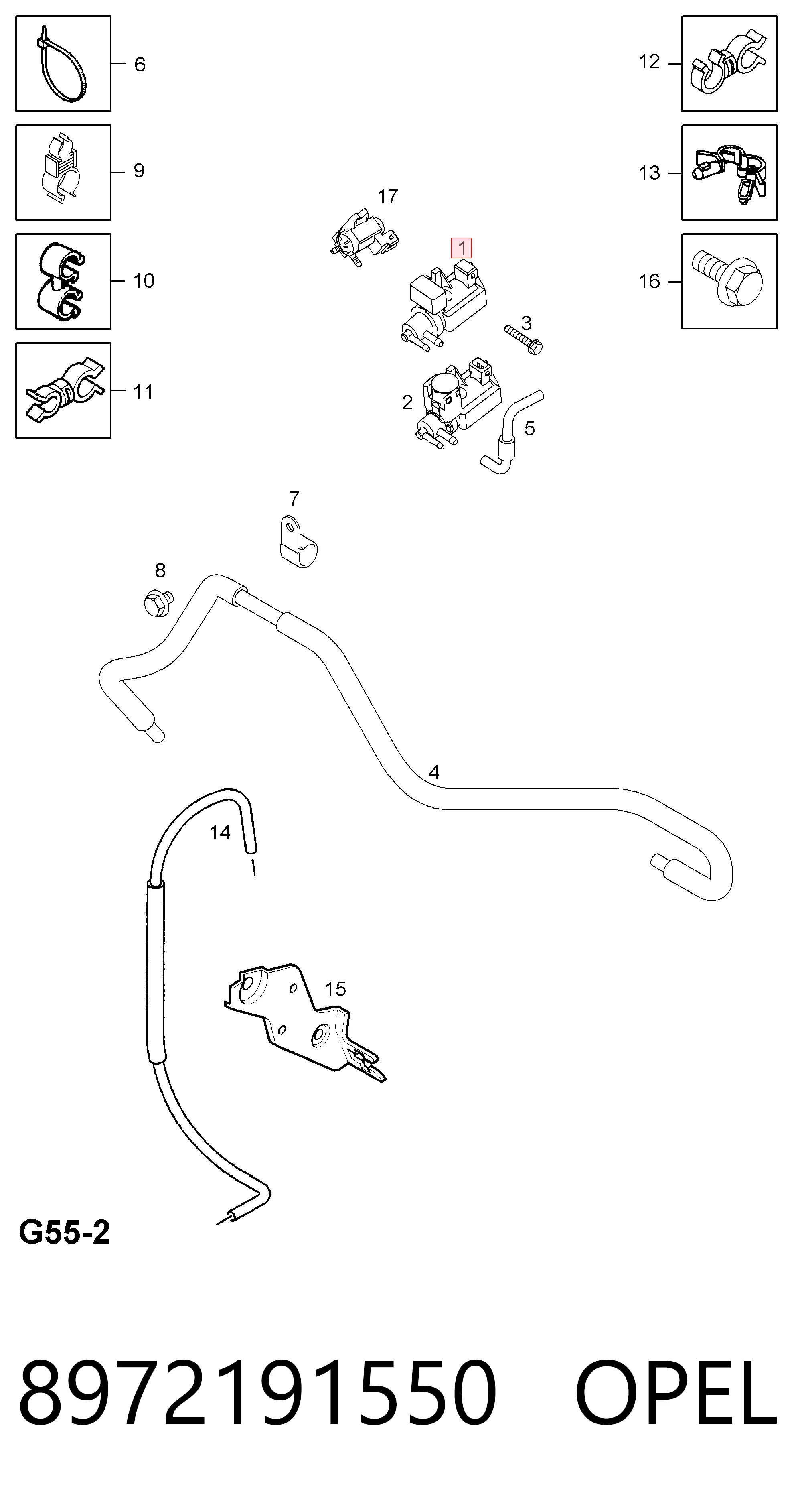 8972191550 Opel Соленоид давления наддува