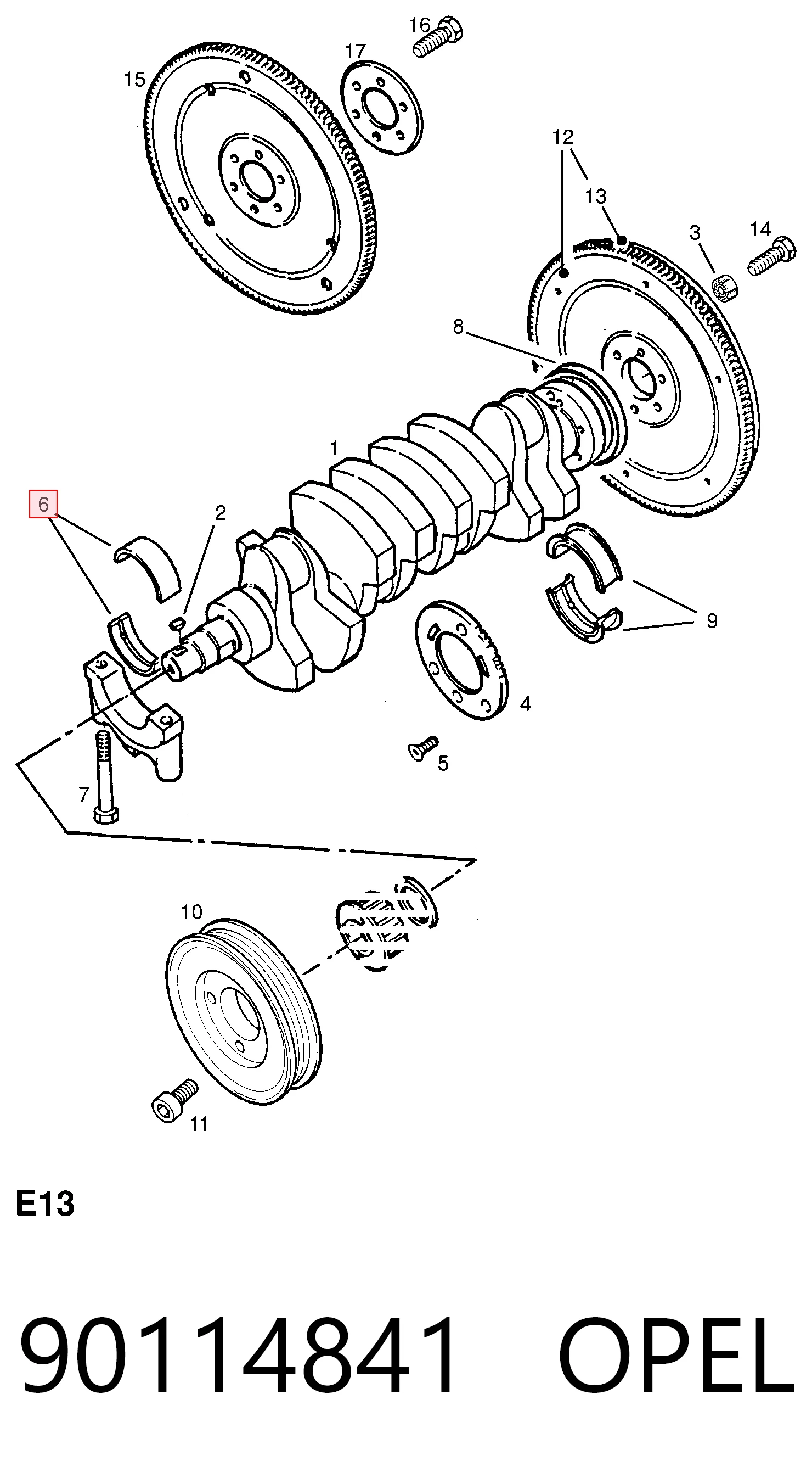 Вкладыши коленвала, коренные, комплект, 1-й ремонт (+0,25) General Motors 618173 цена, от 43.19 USD