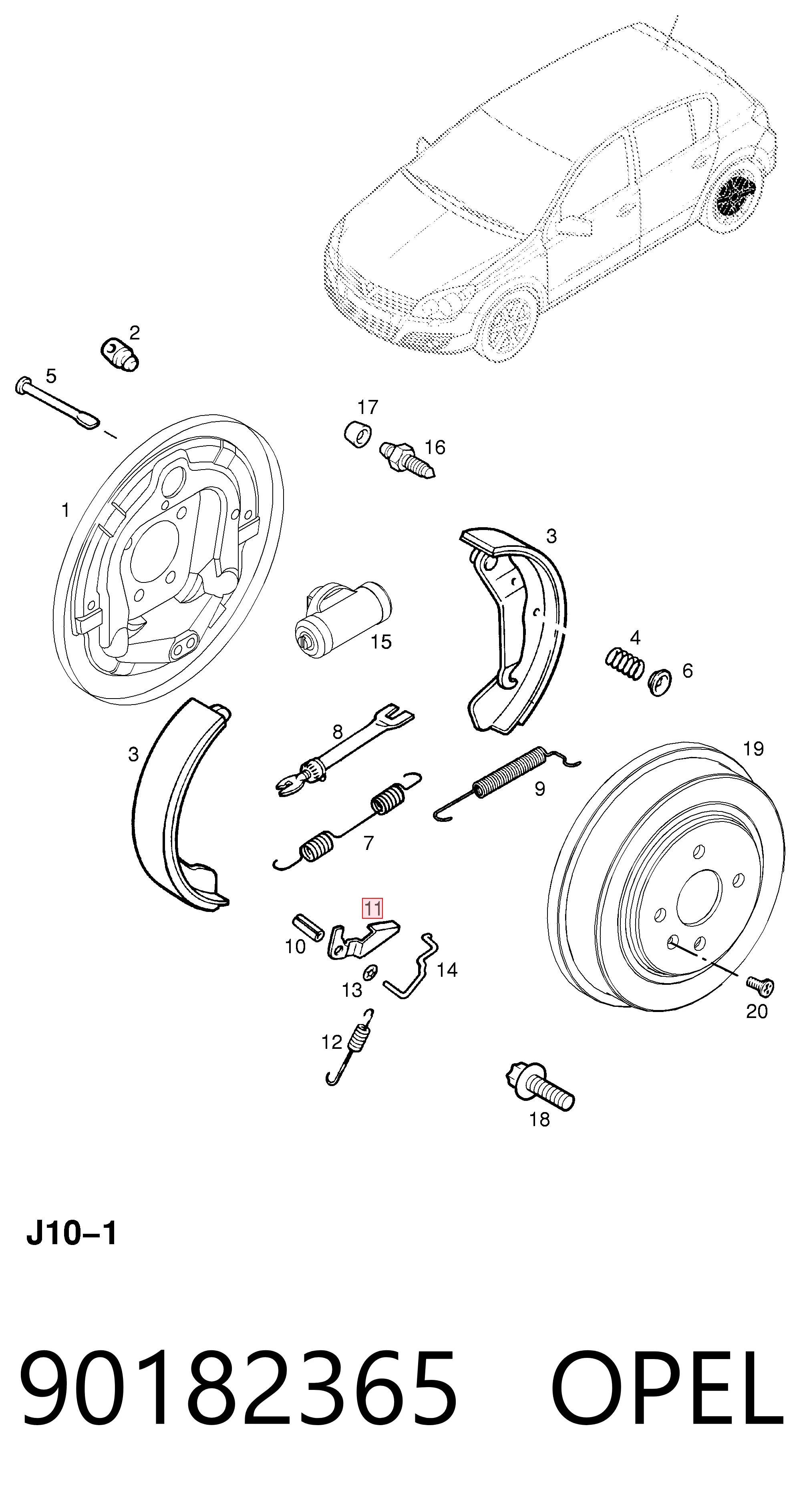 Регулятор заднего барабанного тормоза 90182365 Peugeot/Citroen