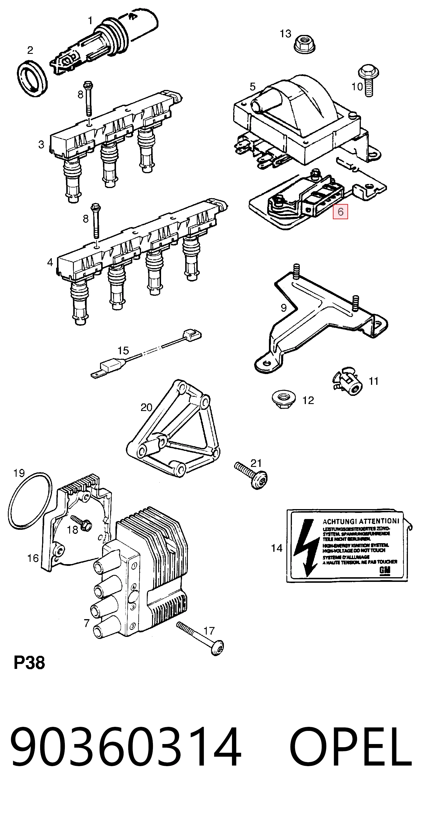 90360314 Opel Коммутатор системы зажигания