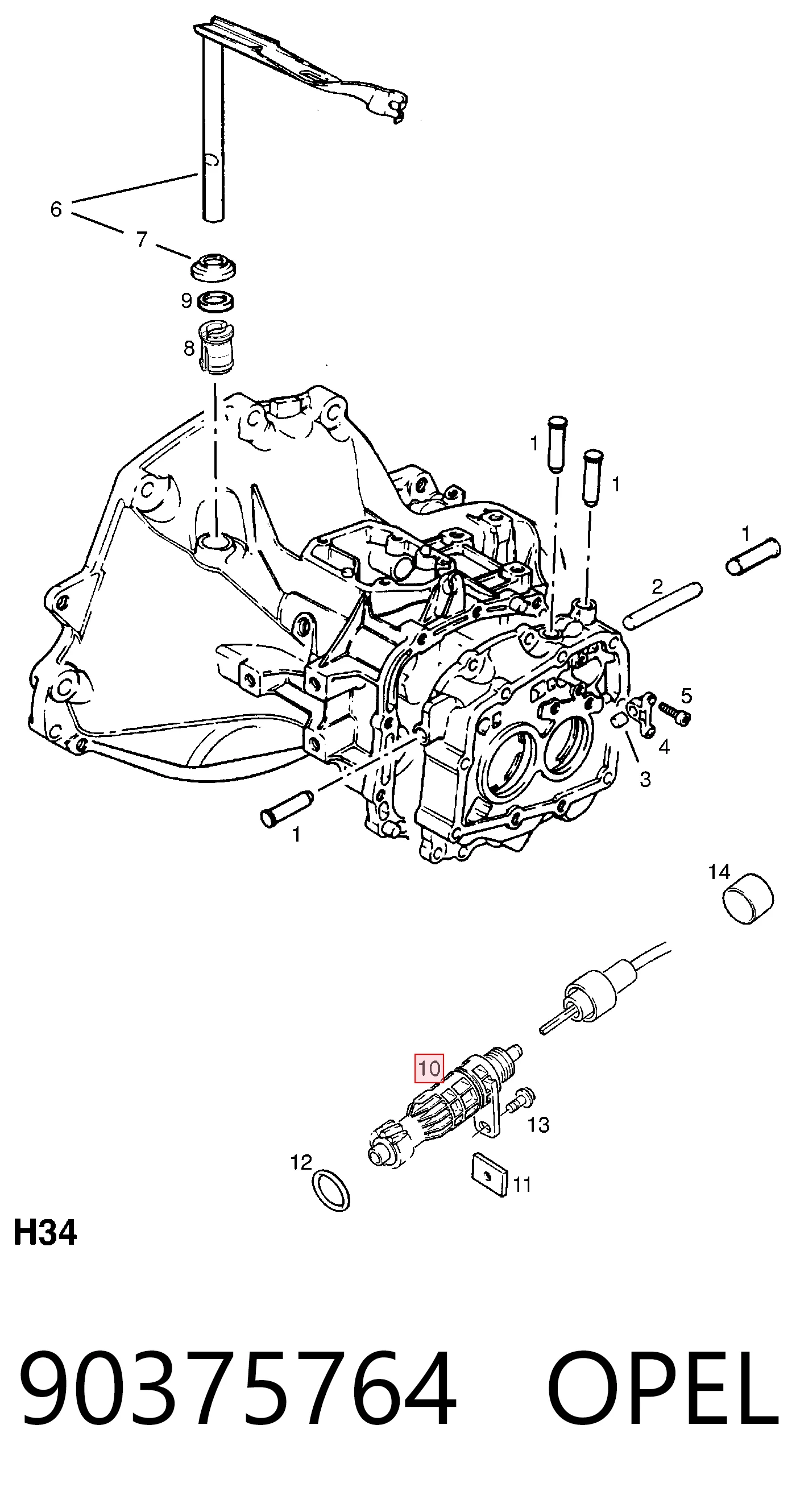 90375764 Opel Шестерня спидометра ведомая