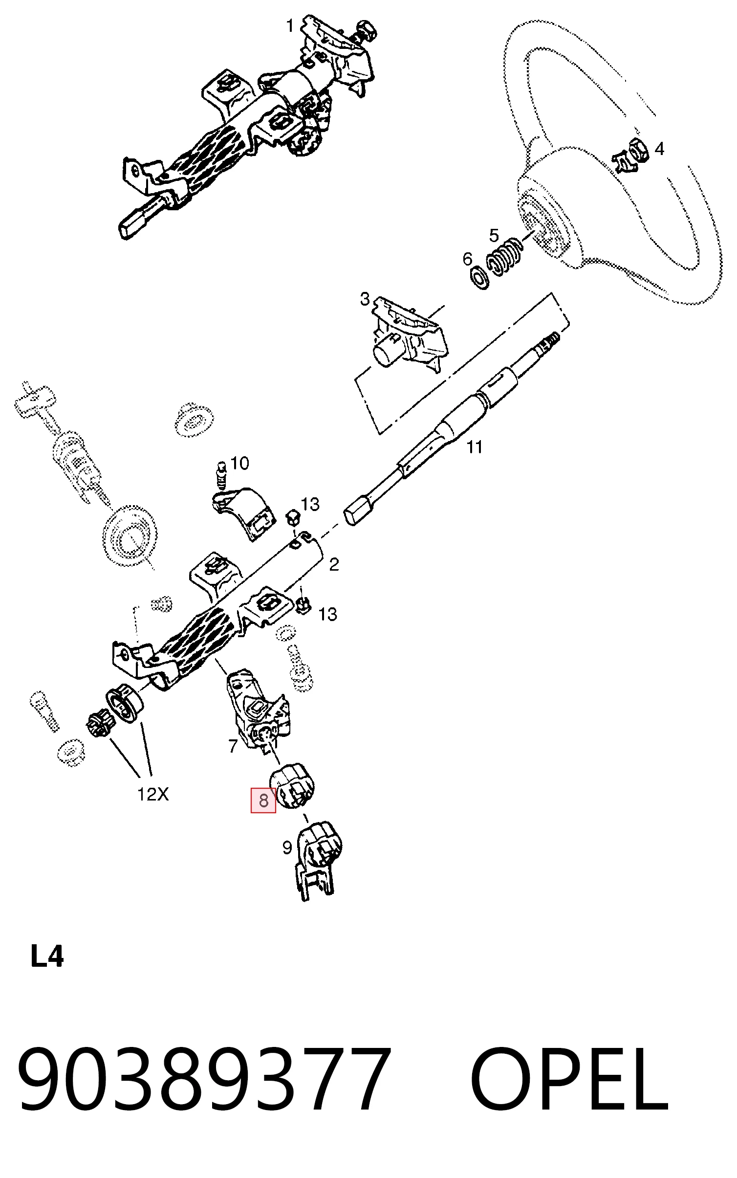 90389377 Opel Контакты замка зажигания