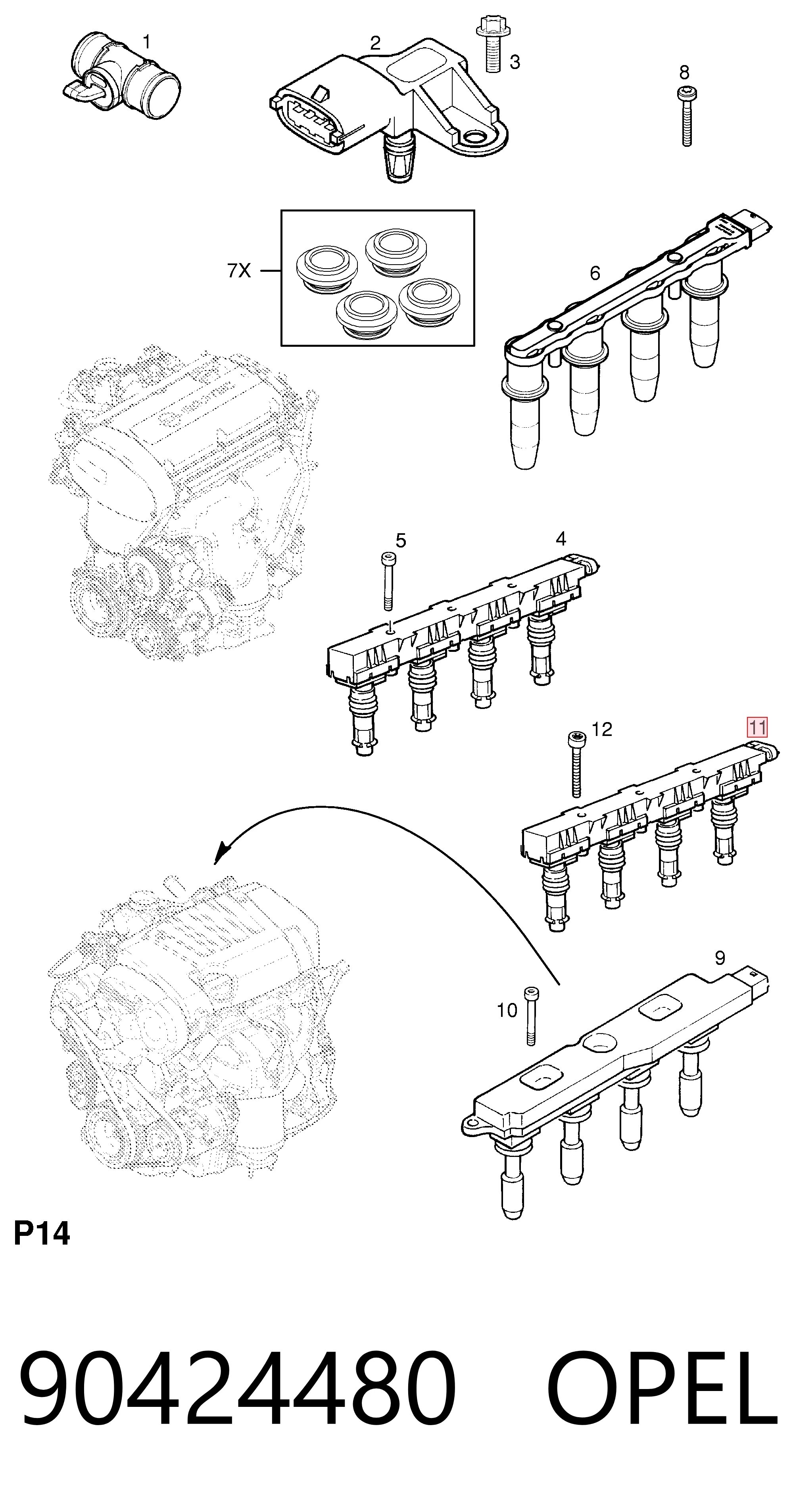 90424480 Opel Катушка зажигания