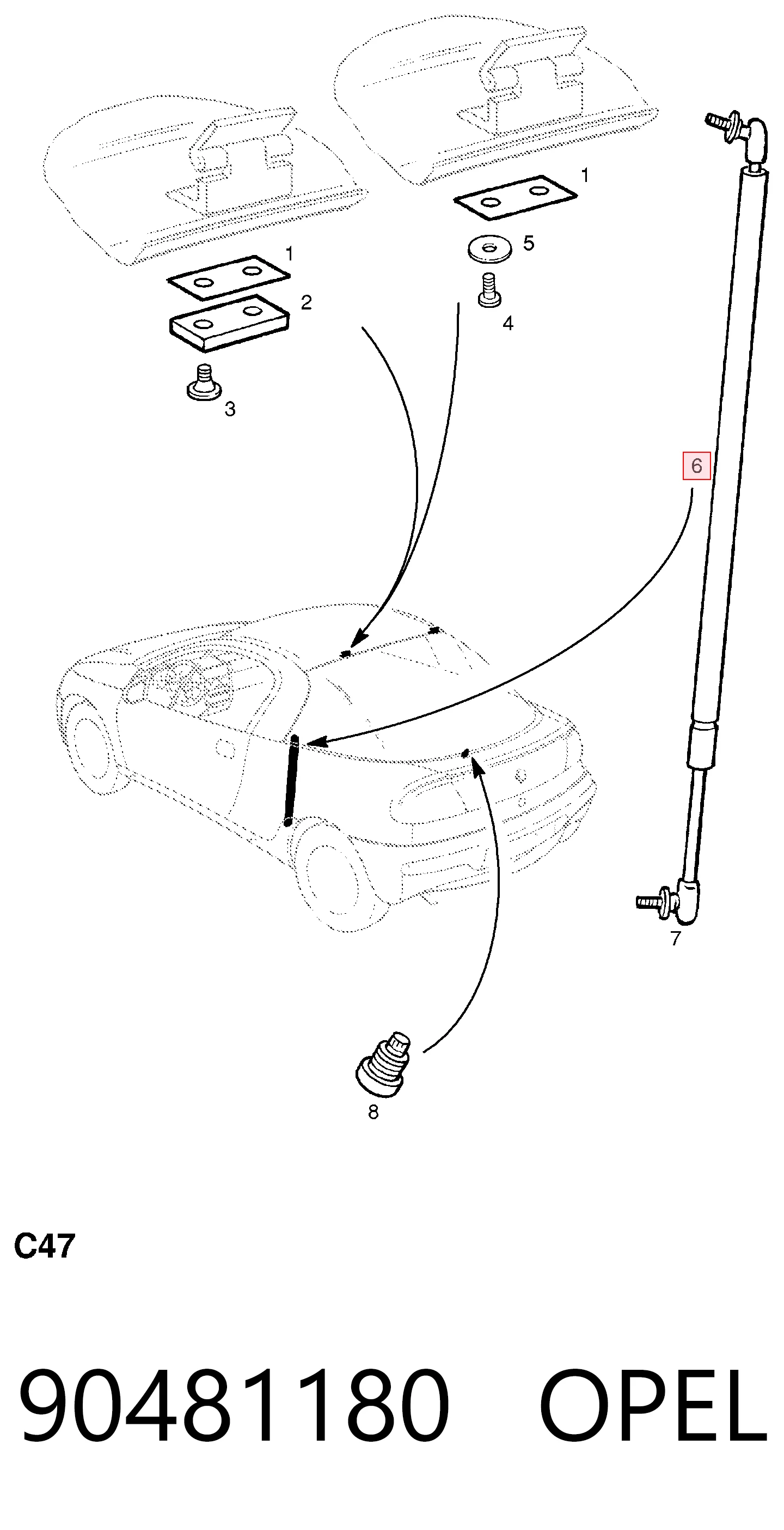 90481180 General Motors Амортизатор крышки багажника
