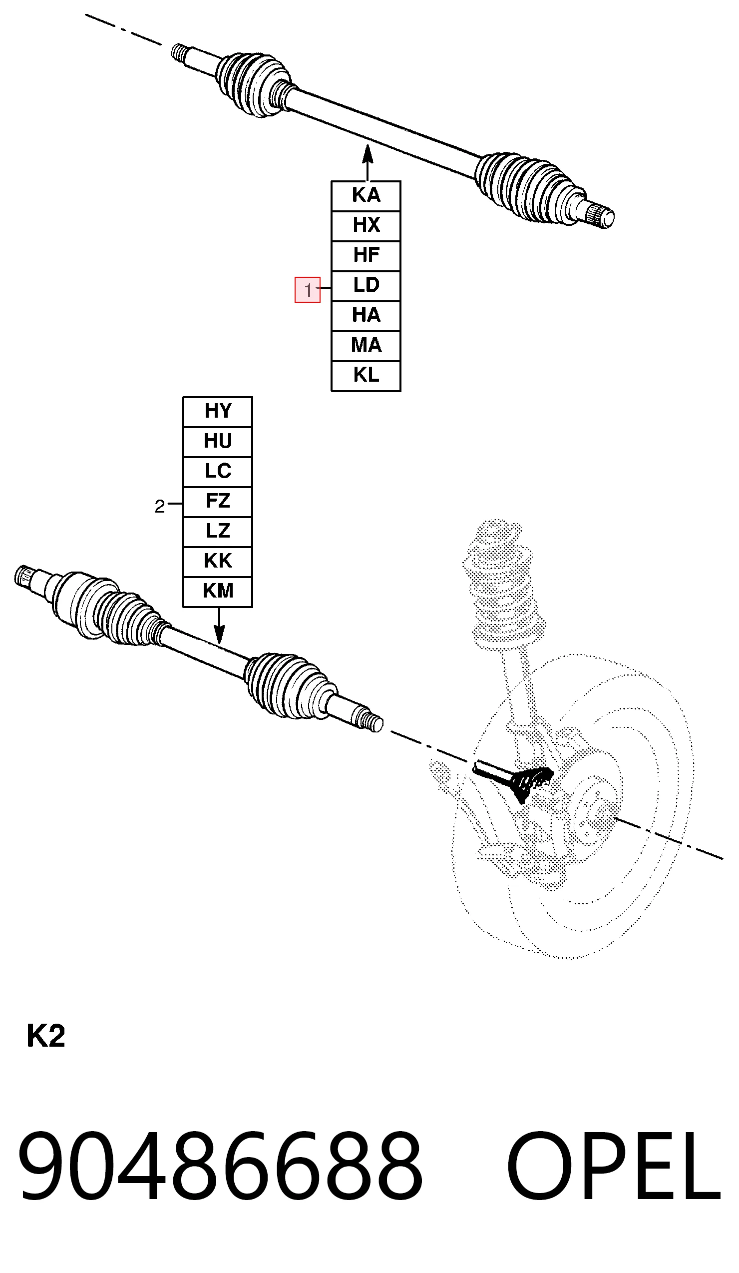 Ось передняя в сборе на Opel Astra F 51, 52, F35, M35