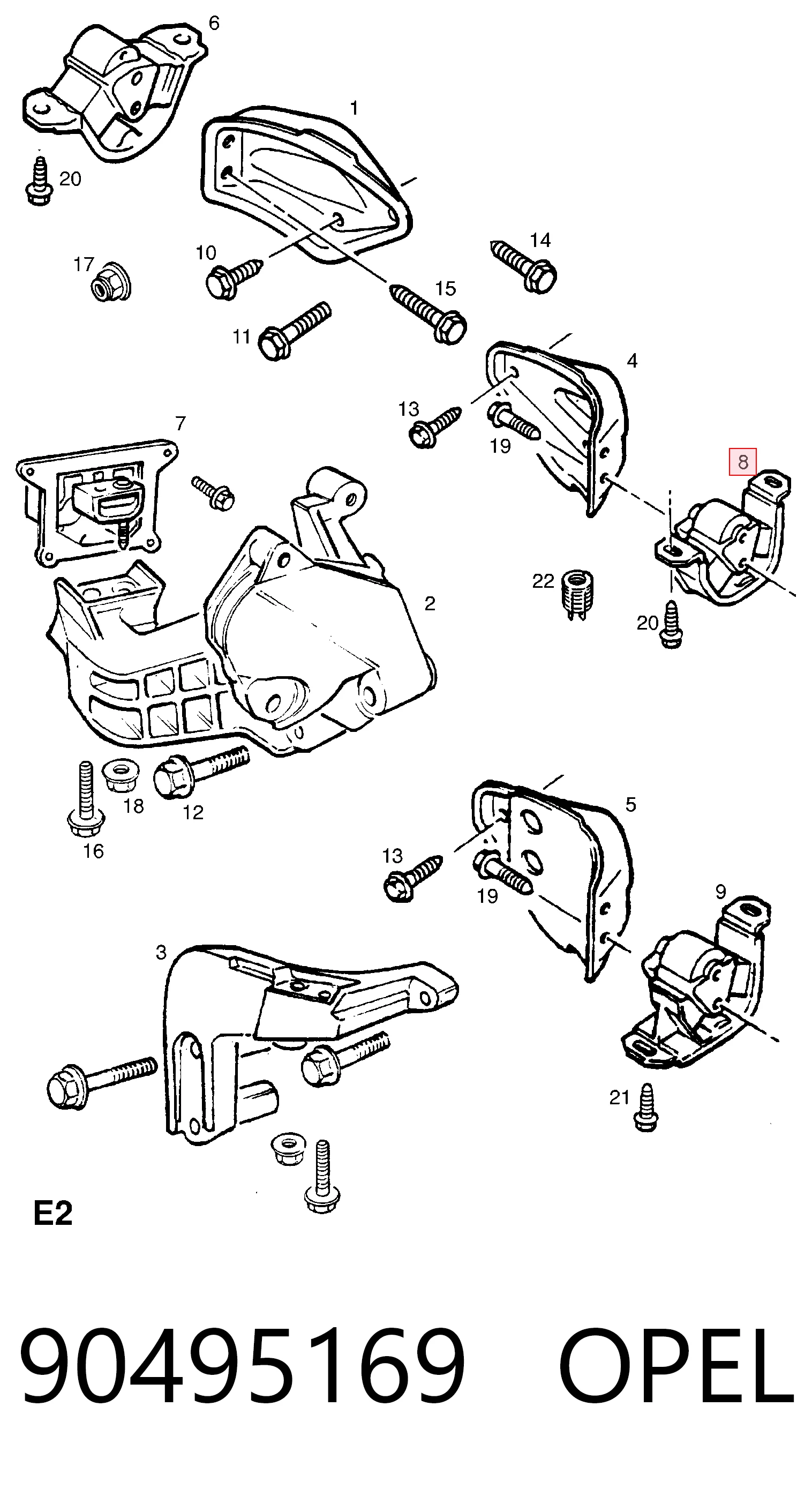Левая подушка двигателя 90495169 General Motors