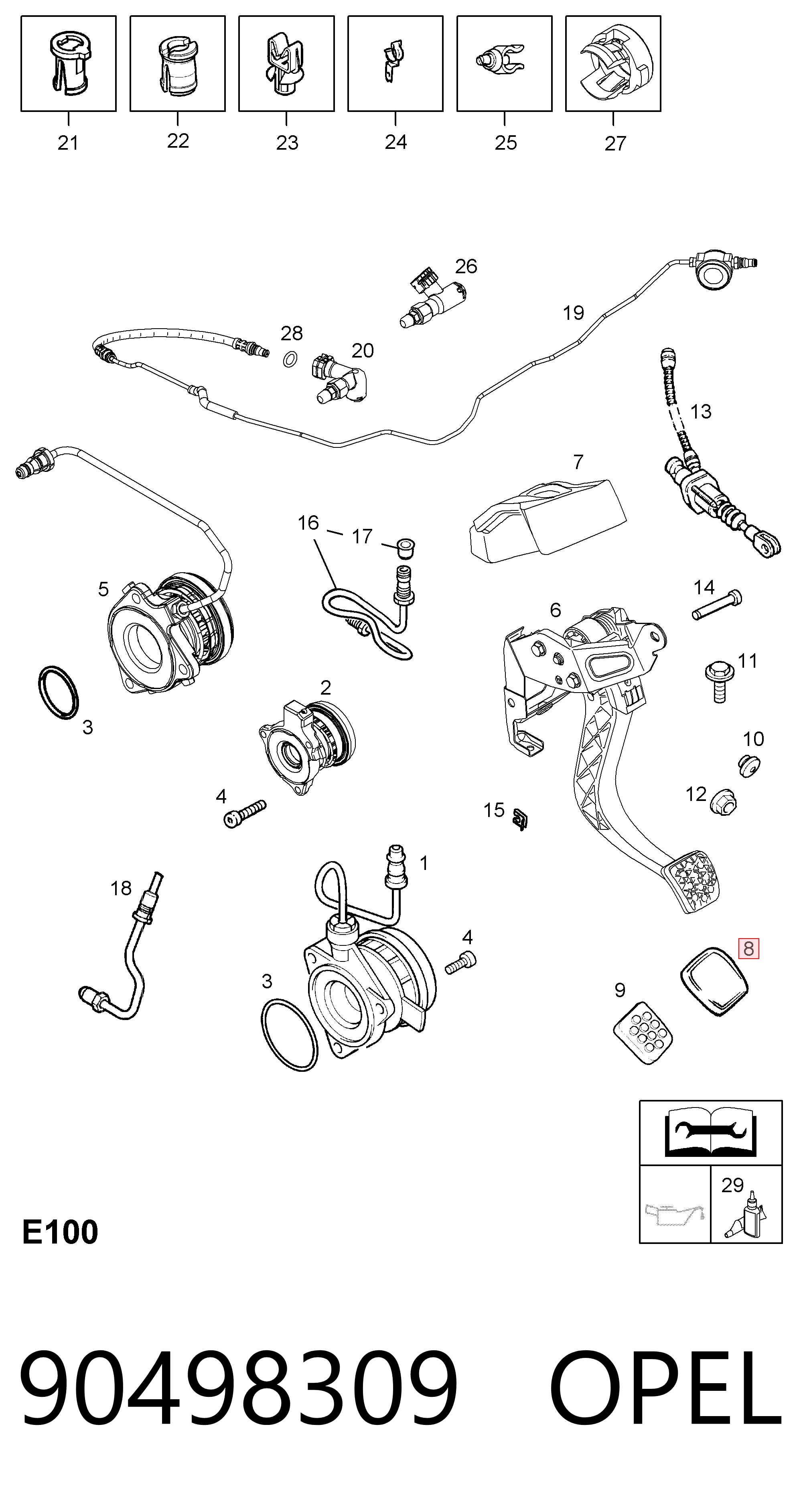 90498309 Opel Накладка педали тормоза