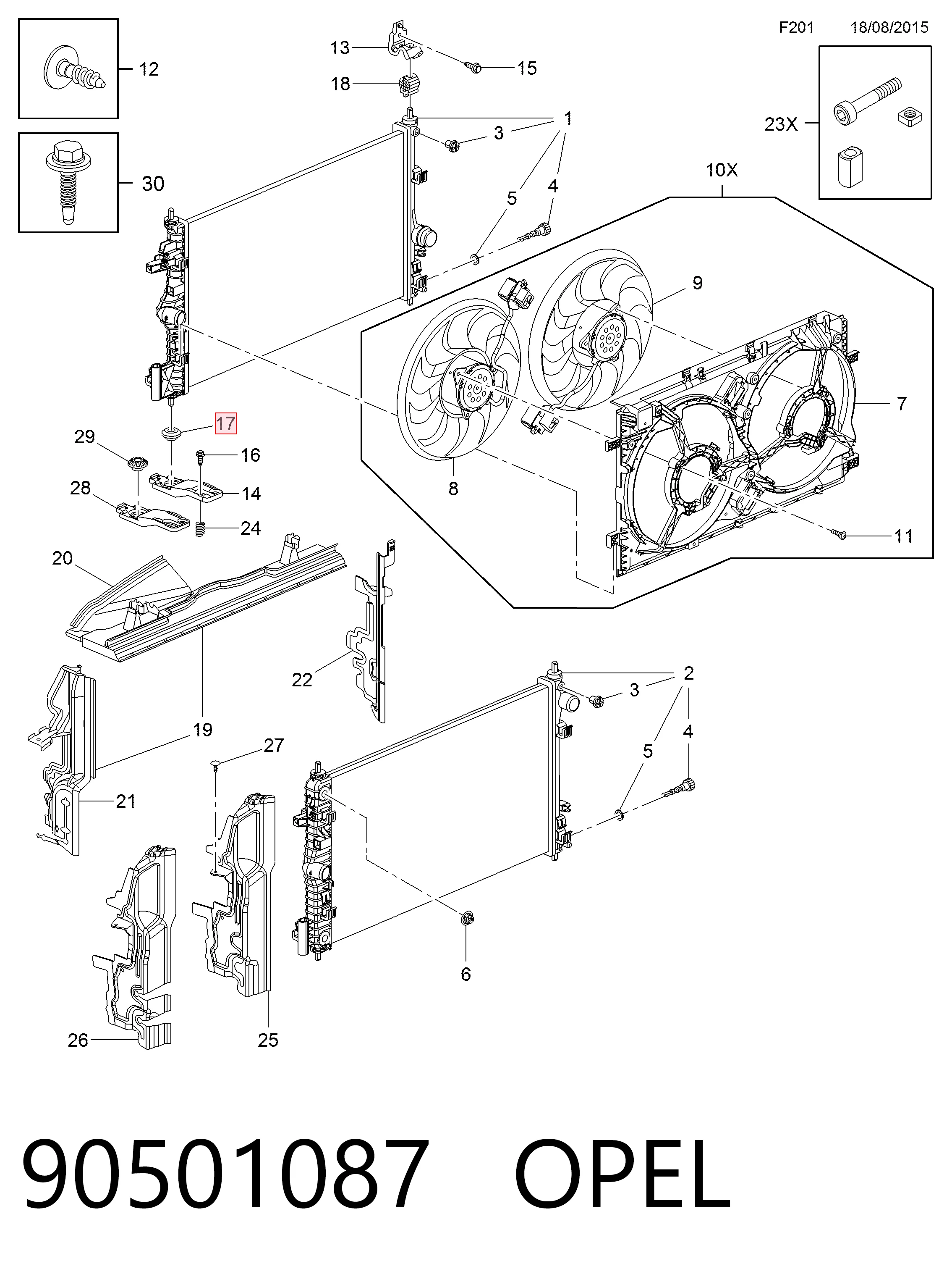 Купить 90501087 Peugeot/Citroen Кронштейн радиатора нижний