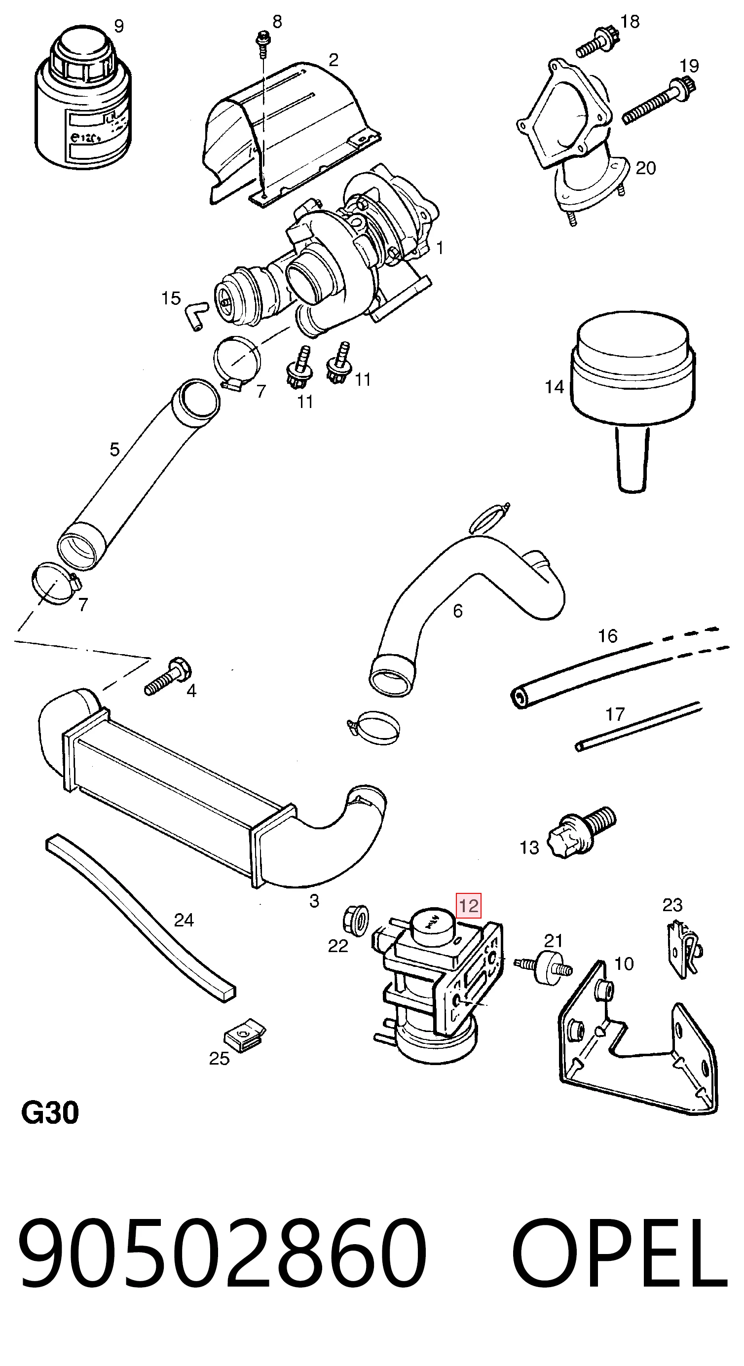 90502860 Opel Соленоид давления наддува