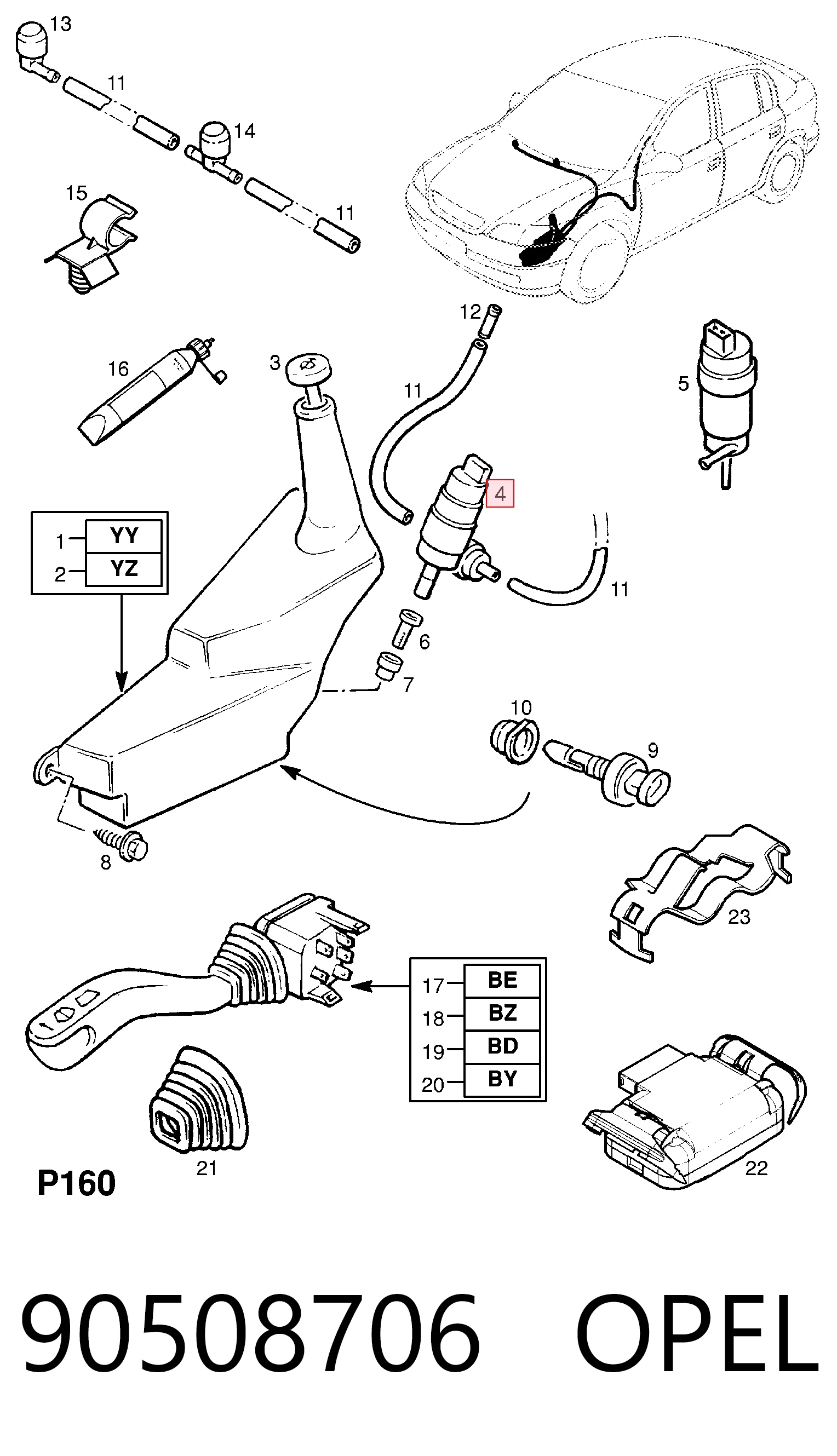 90508706 Opel Мотор омывателя лобового стекла
