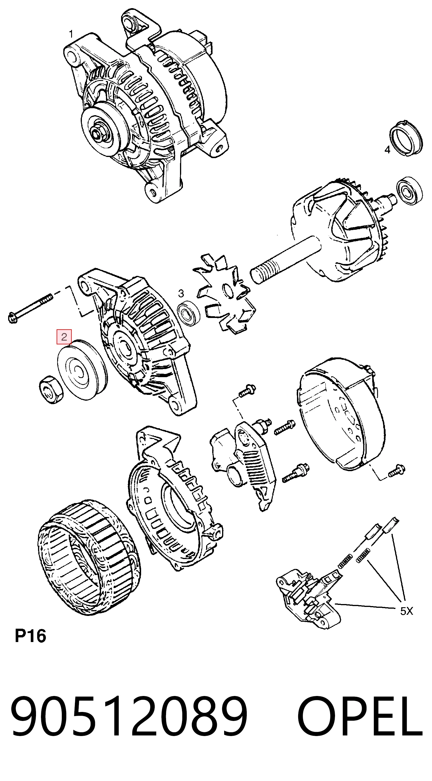 Купить 90512089 Peugeot/Citroen Шкив ремня генератора